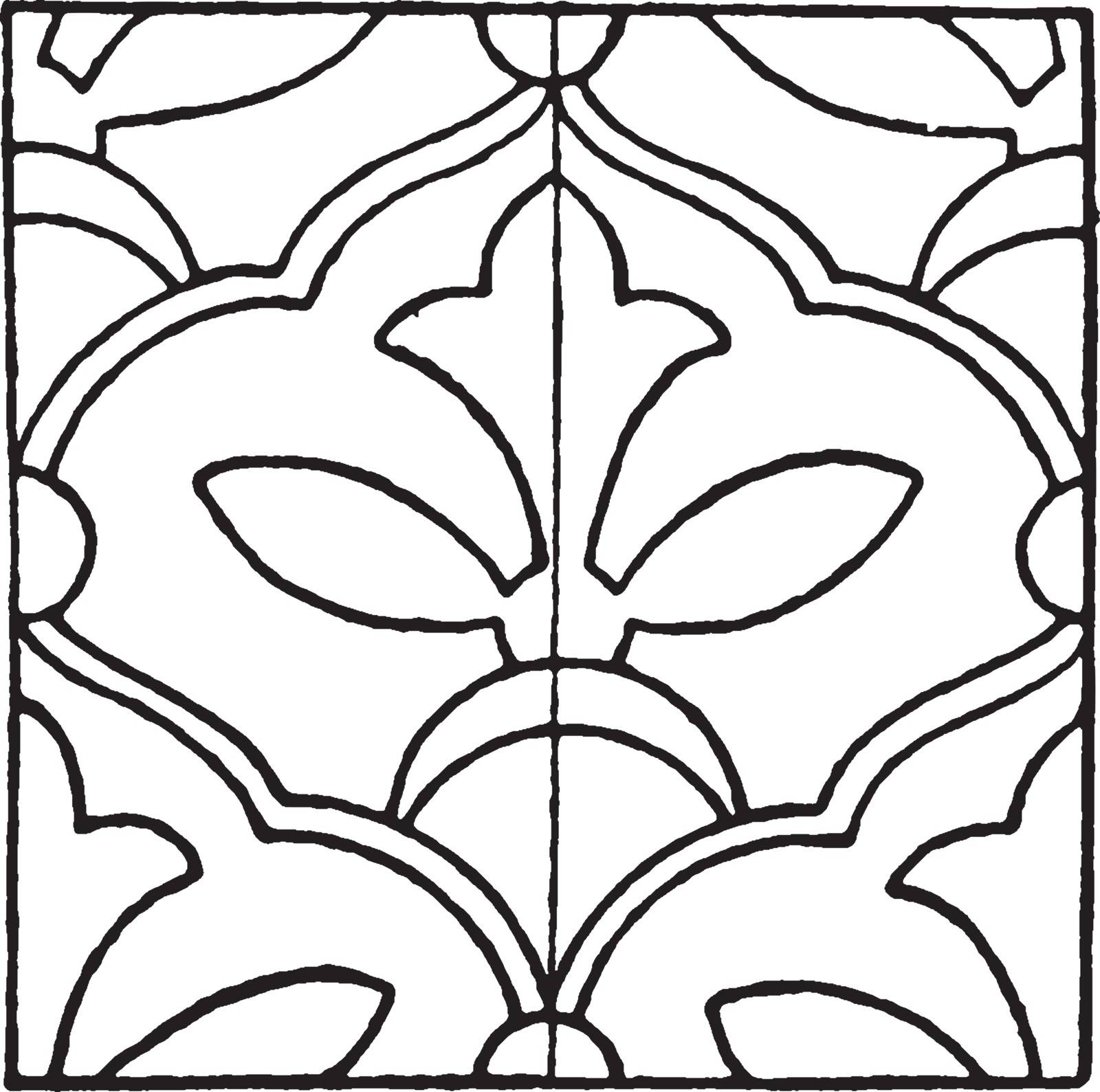 Persian Enamel Pattern is a Glass Fusing Decal, vintage line drawing or engraving illustration.