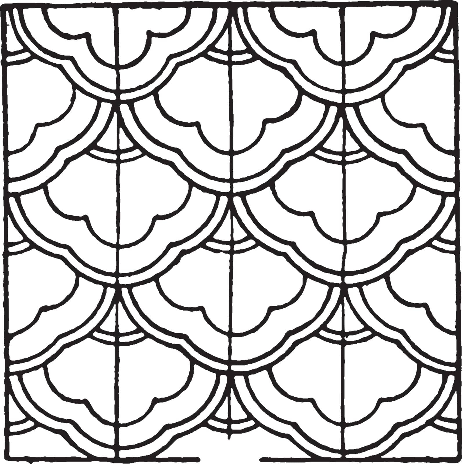 Chinese Enamel Pattern is a design that uses metal fillets, vintage line drawing or engraving illustration.