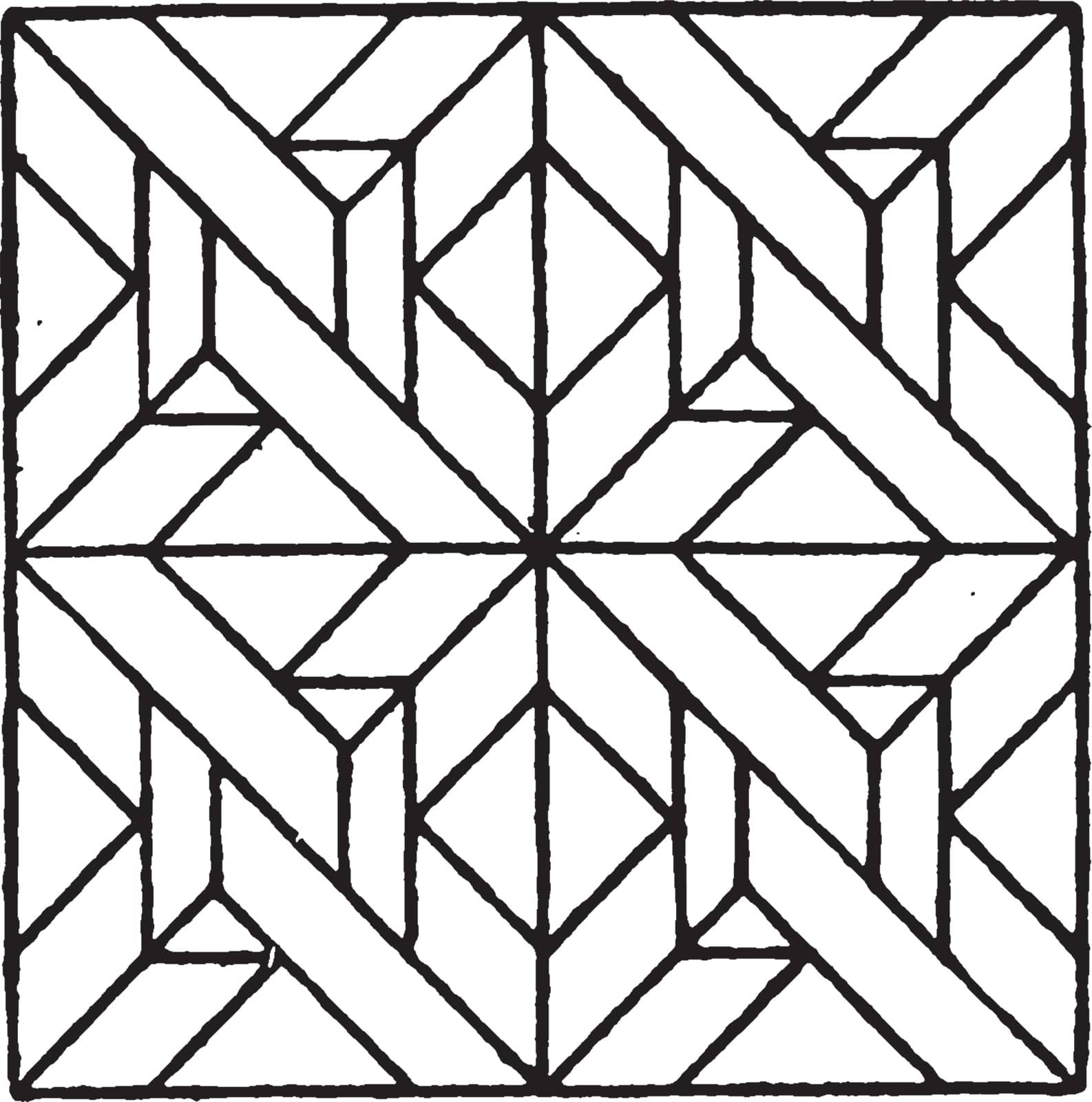 Modern Square Panel is a Geometric modern mosaic, vintage line drawing or engraving illustration.