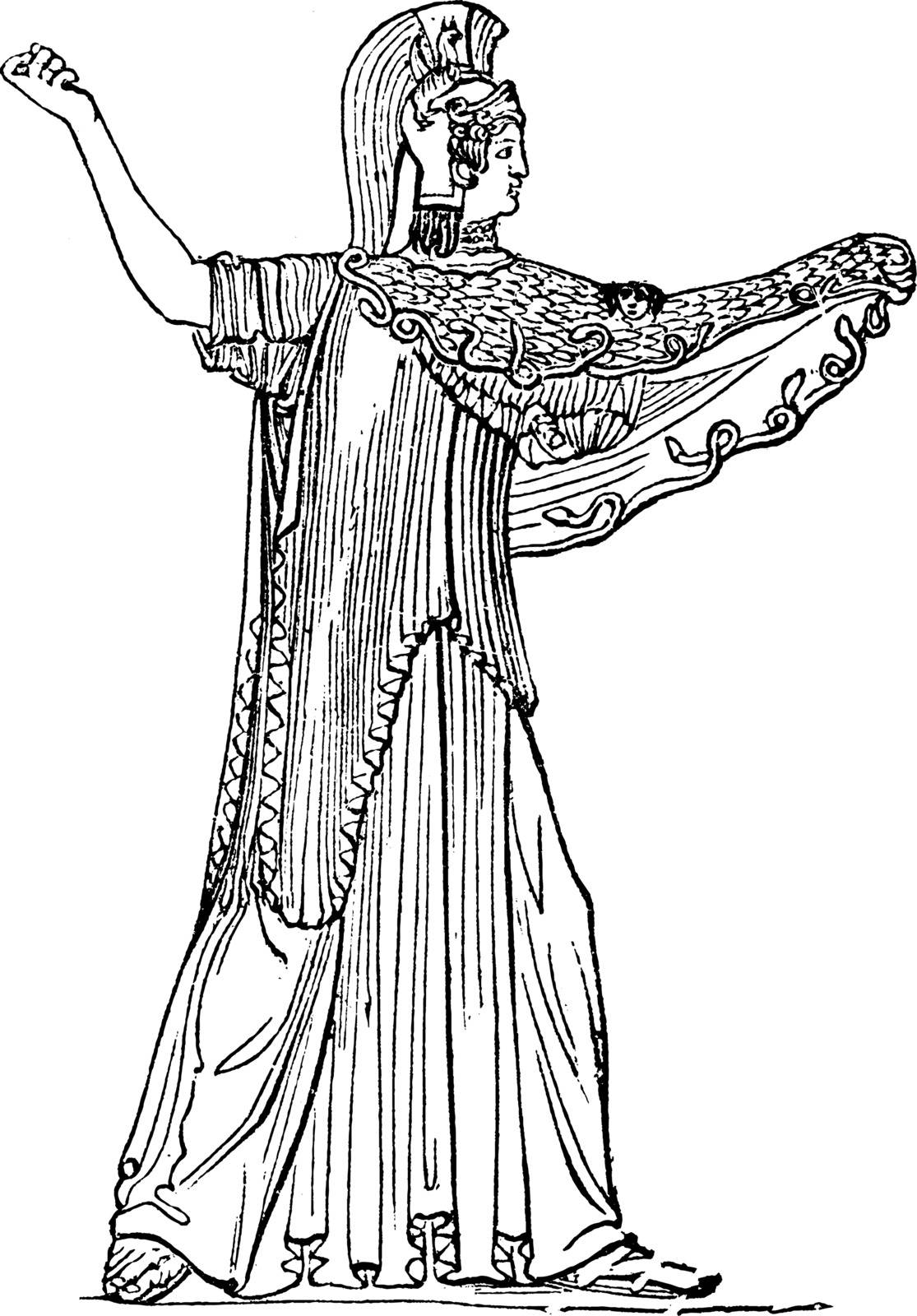 Minerva with aegis vintage illustration.  by Morphart