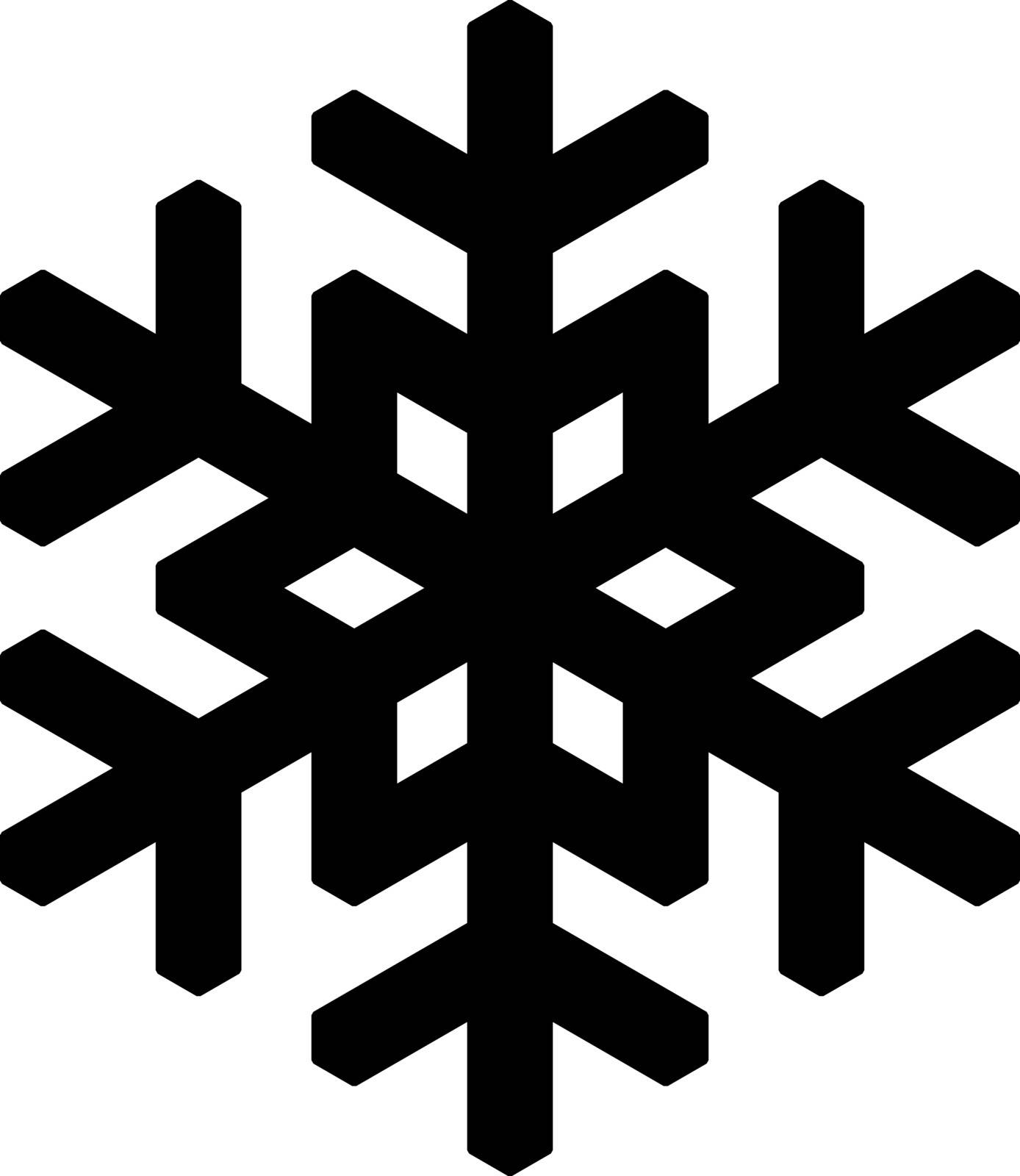 Snowflake icon. Christmas and winter theme. Simple flat black illustration on white background by pyty