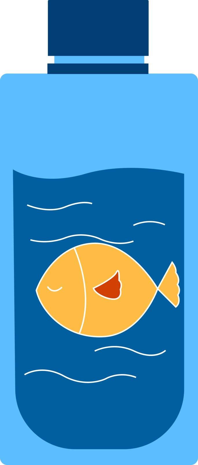 Yellow fish in bottle, illustration, vector on white background.