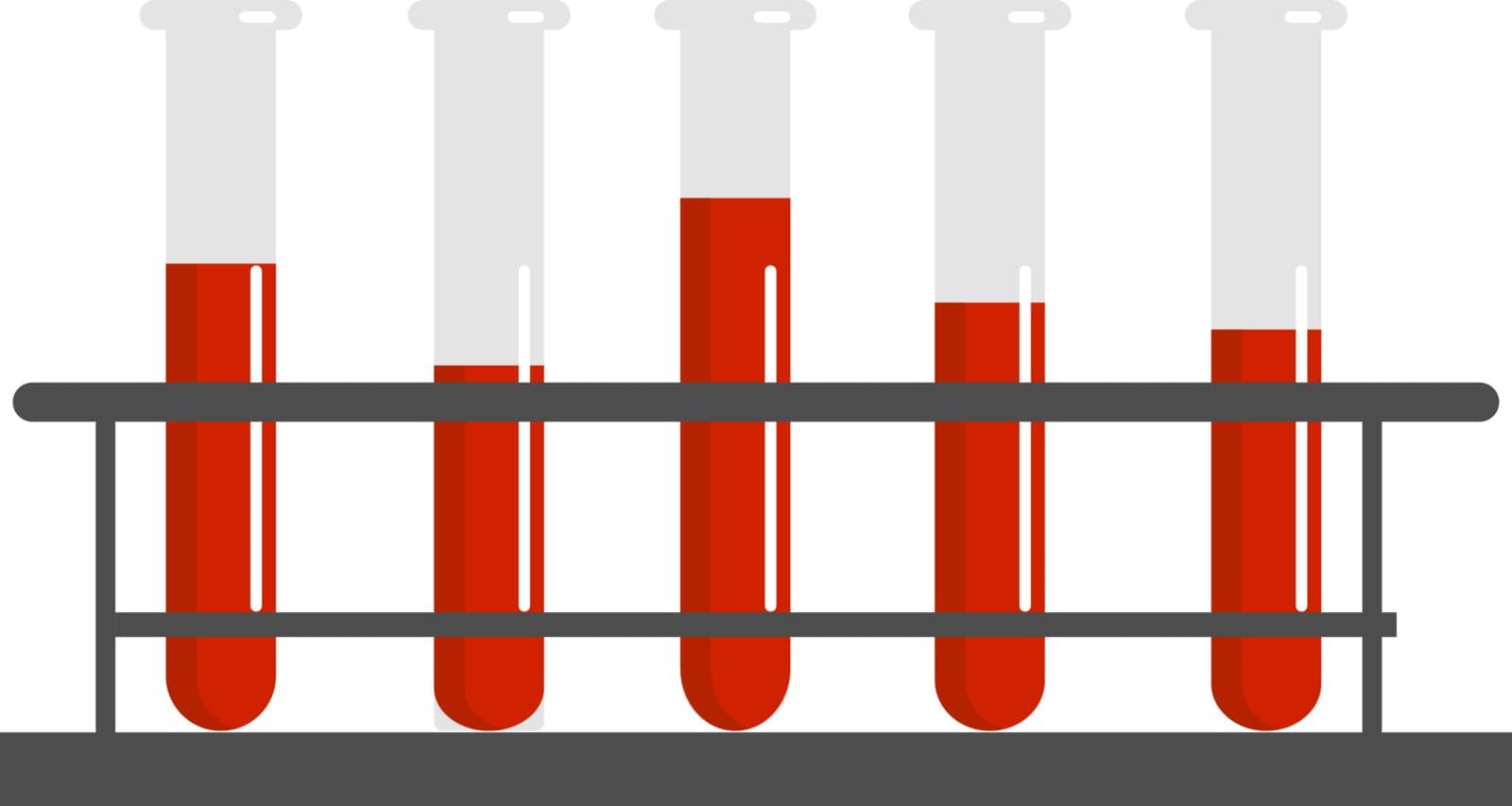Blood in tubes, illustration, vector on white background.