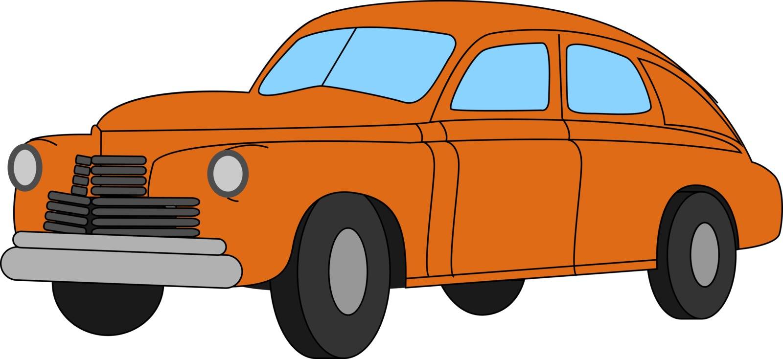 Red retro car, illustration, vector on white background.