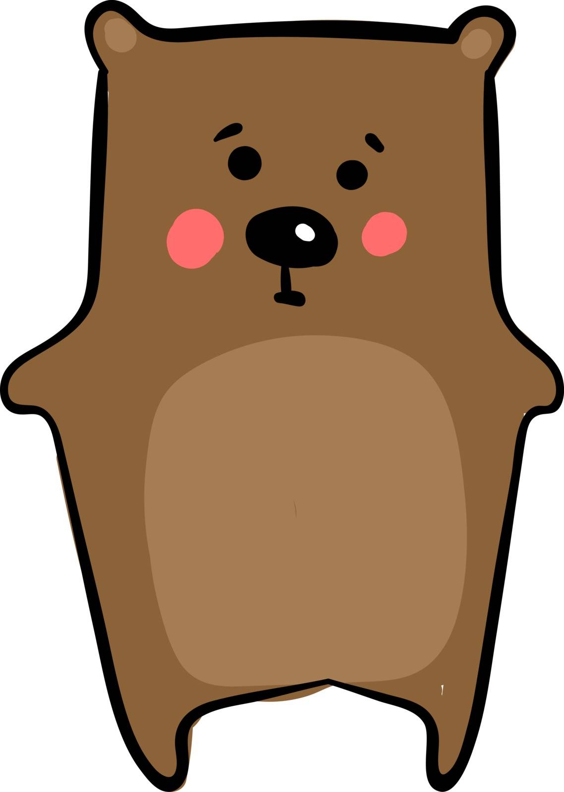 Sad little bear, illustration, vector on white background.