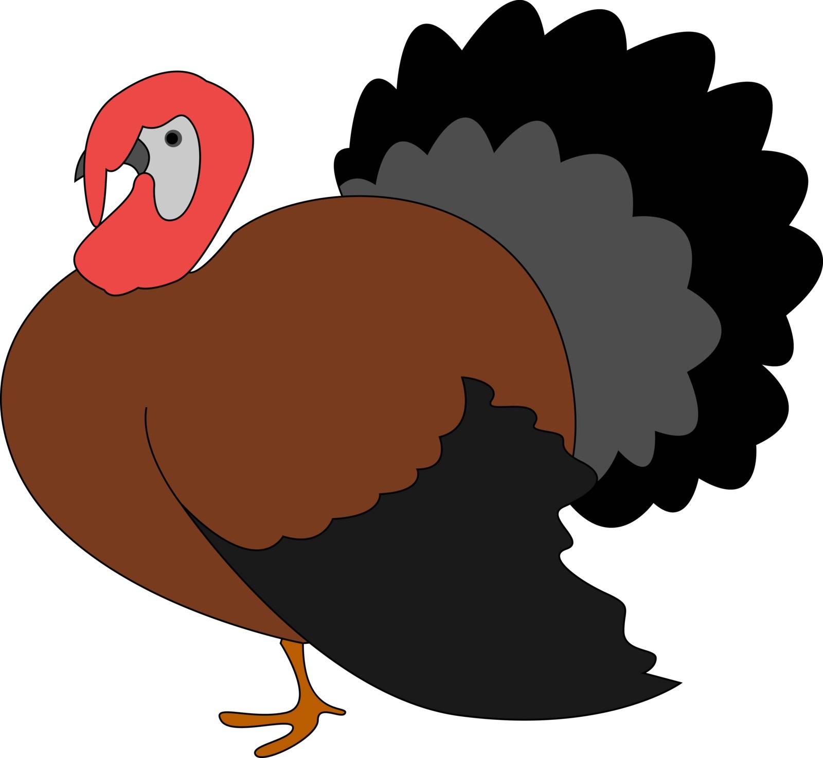 Big fat turkey, illustration, vector on white background.