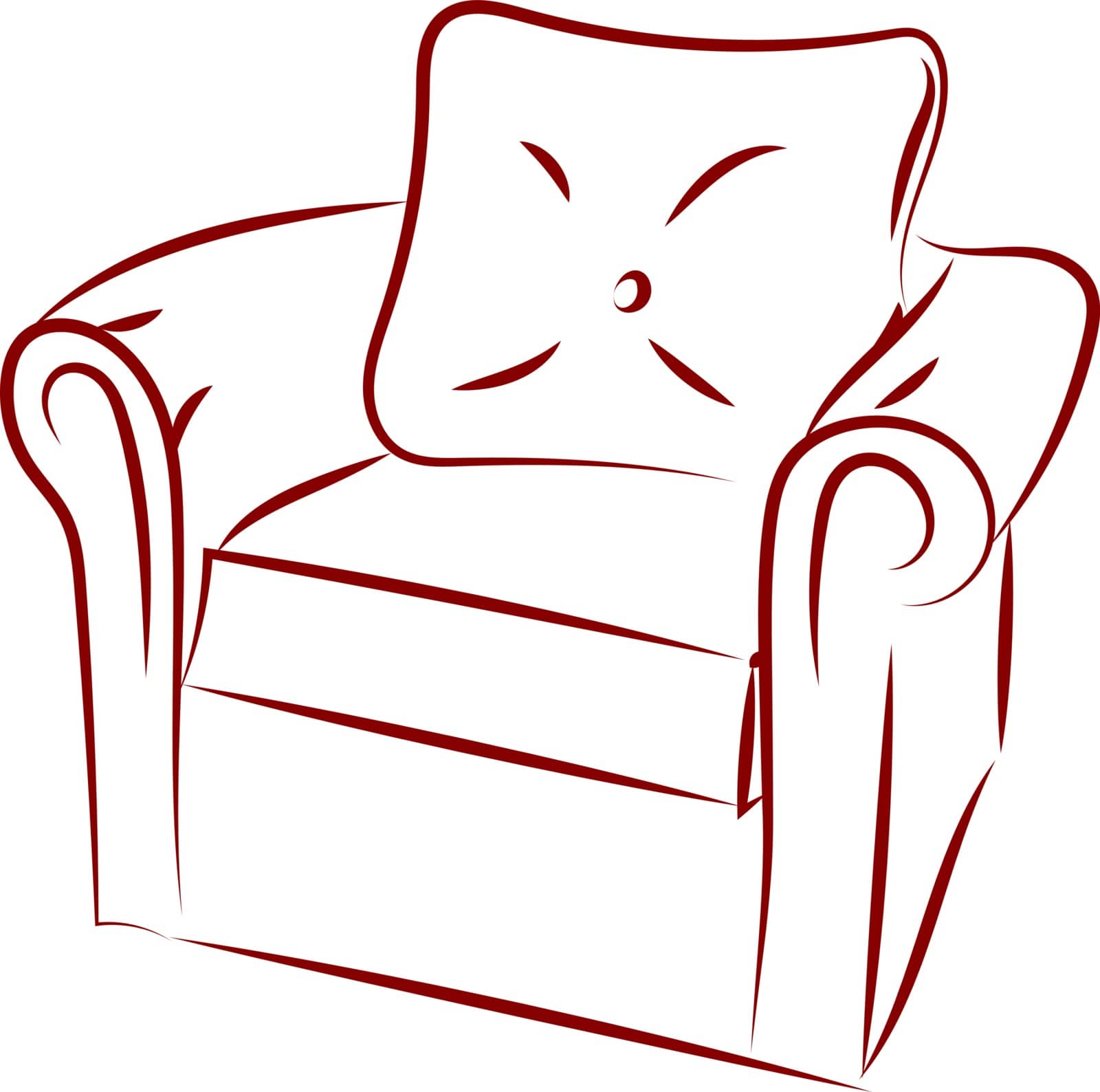 Armchair drawing, illustration, vector on white background.