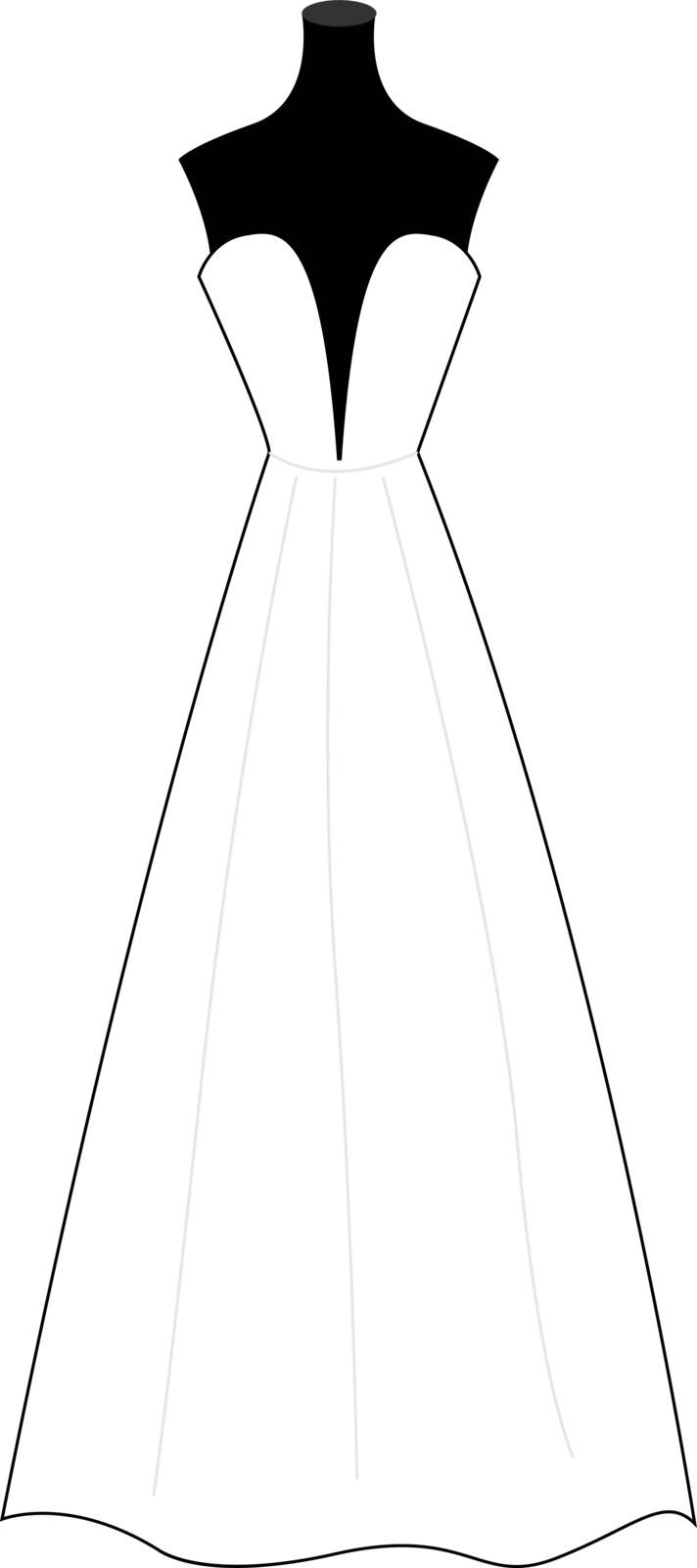 Wedding dress, illustration, vector on white background. by Morphart