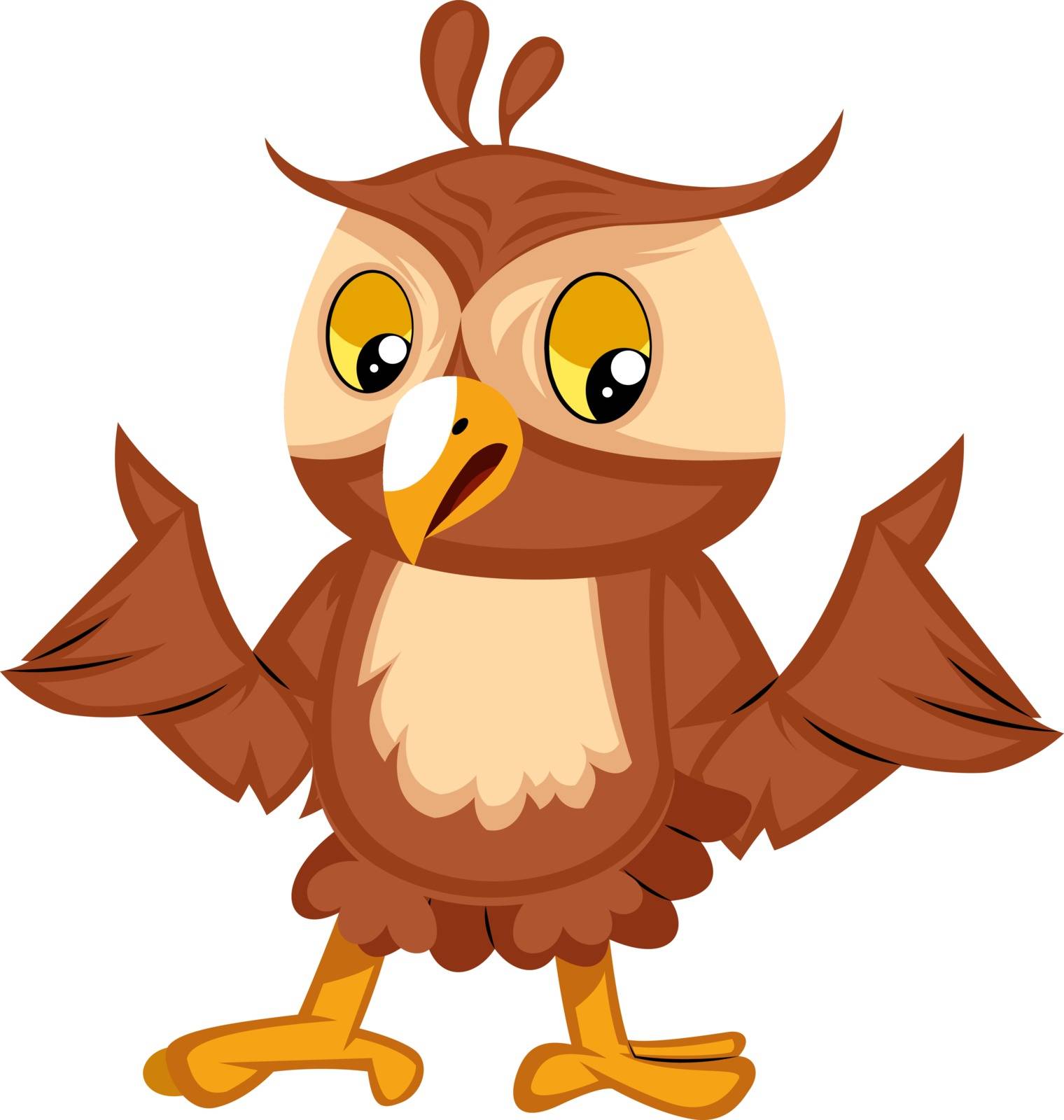 Confused owl, illustration, vector on white background.
