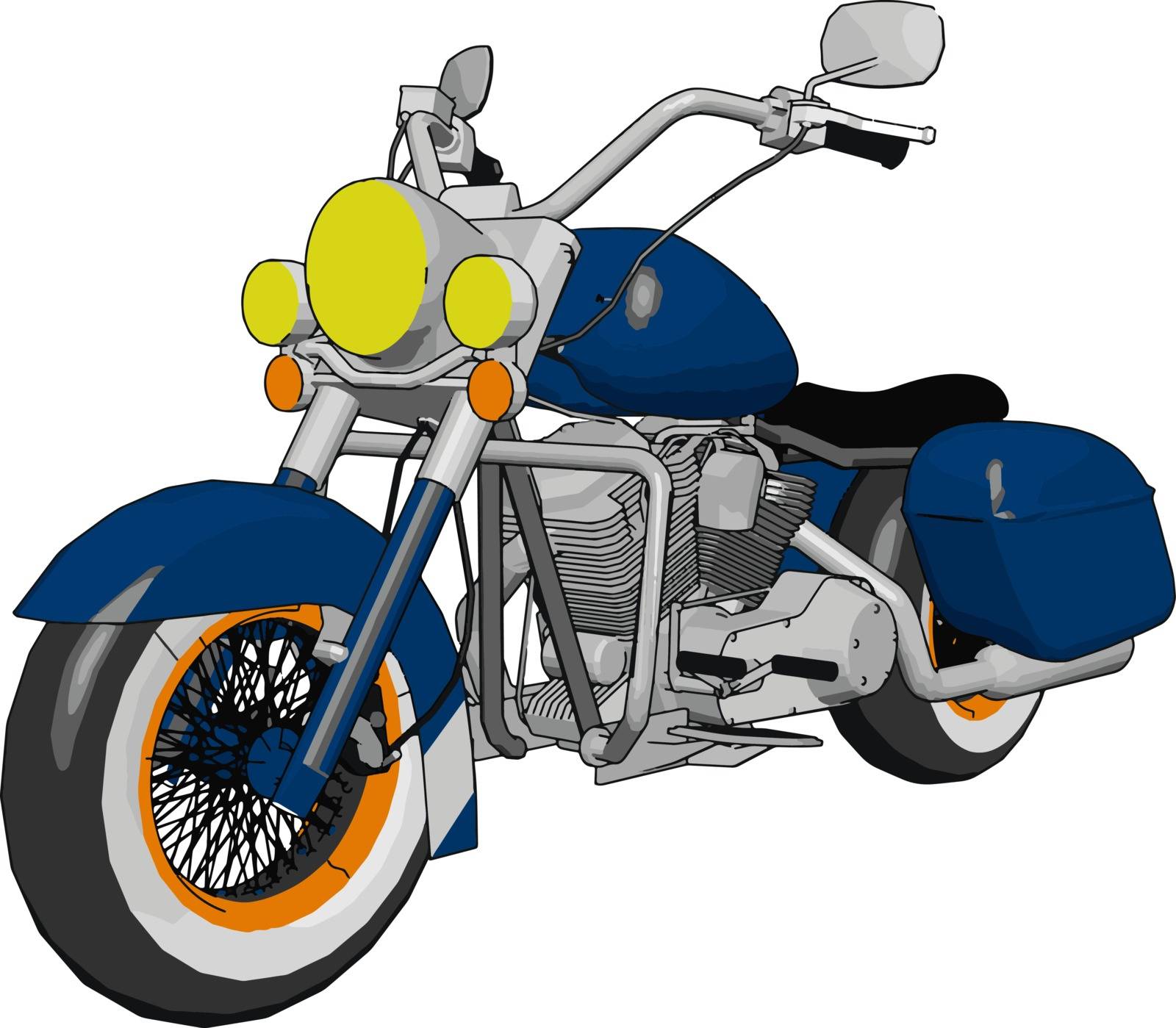 It has two wheels like bicycle and motor like car It mainly driven by one person vector color drawing or illustration