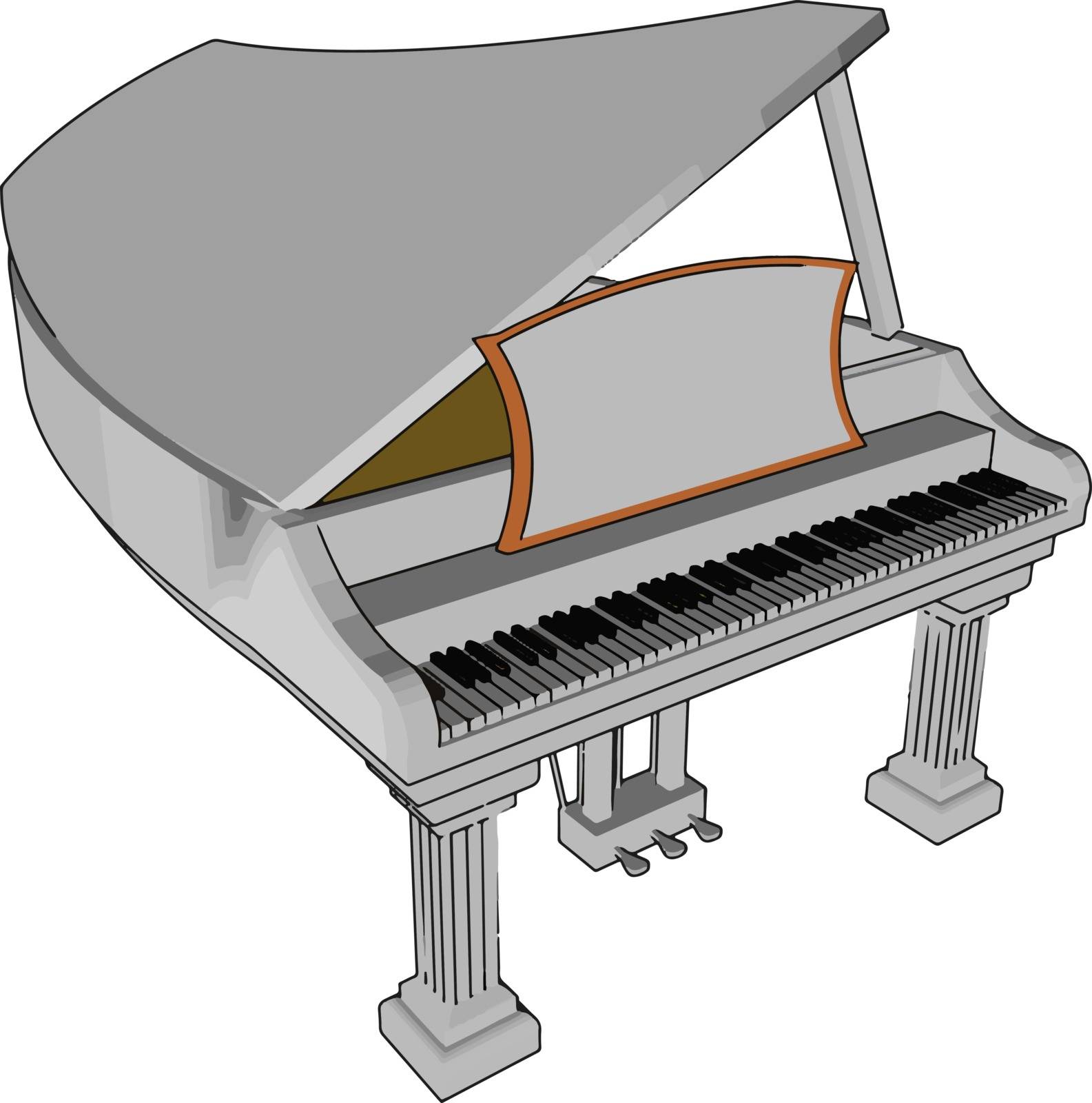 Piano can have many individual parts supporting six functional features: keyboard hammers dampers bridge soundboard and strings vector color drawing or illustration
