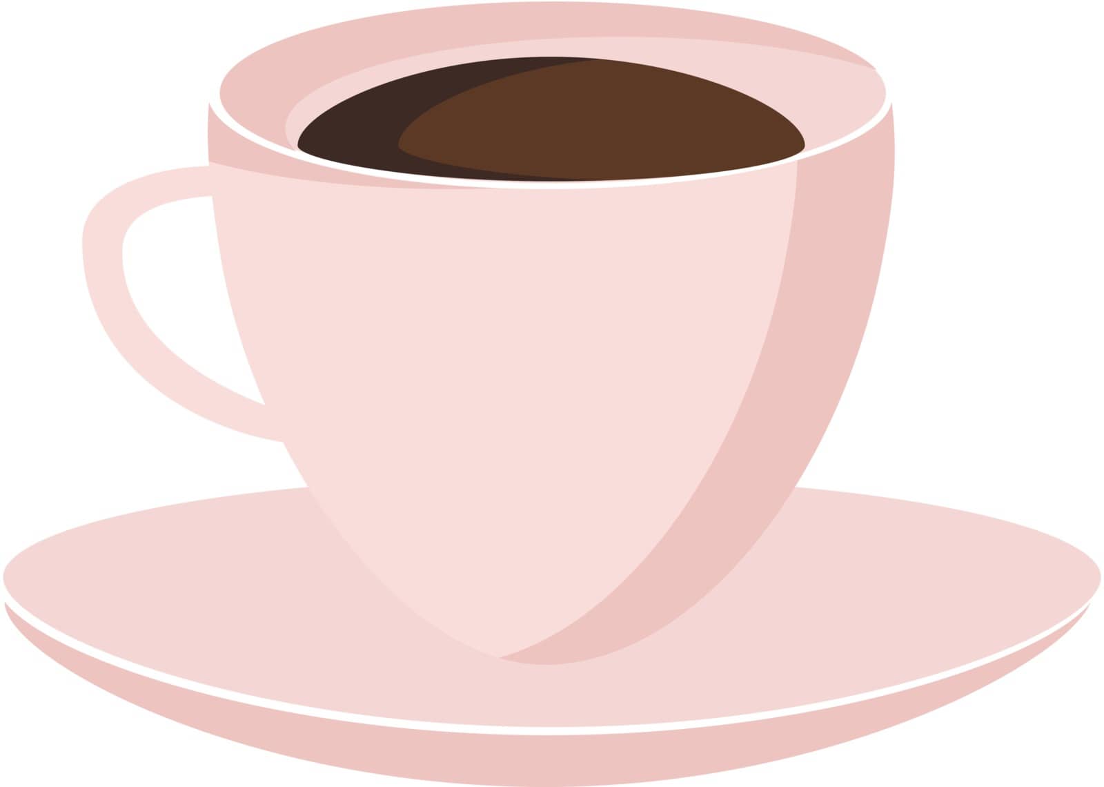 Hot beverage is being served in a cup plate dish vector color drawing or illustration 