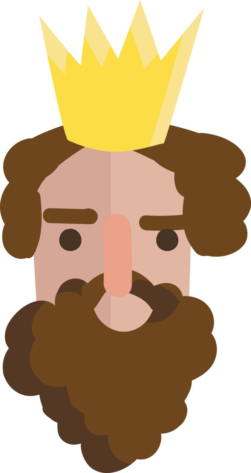 Portrait of a king with mustache and beard and golden crown  vector illustration on white background 