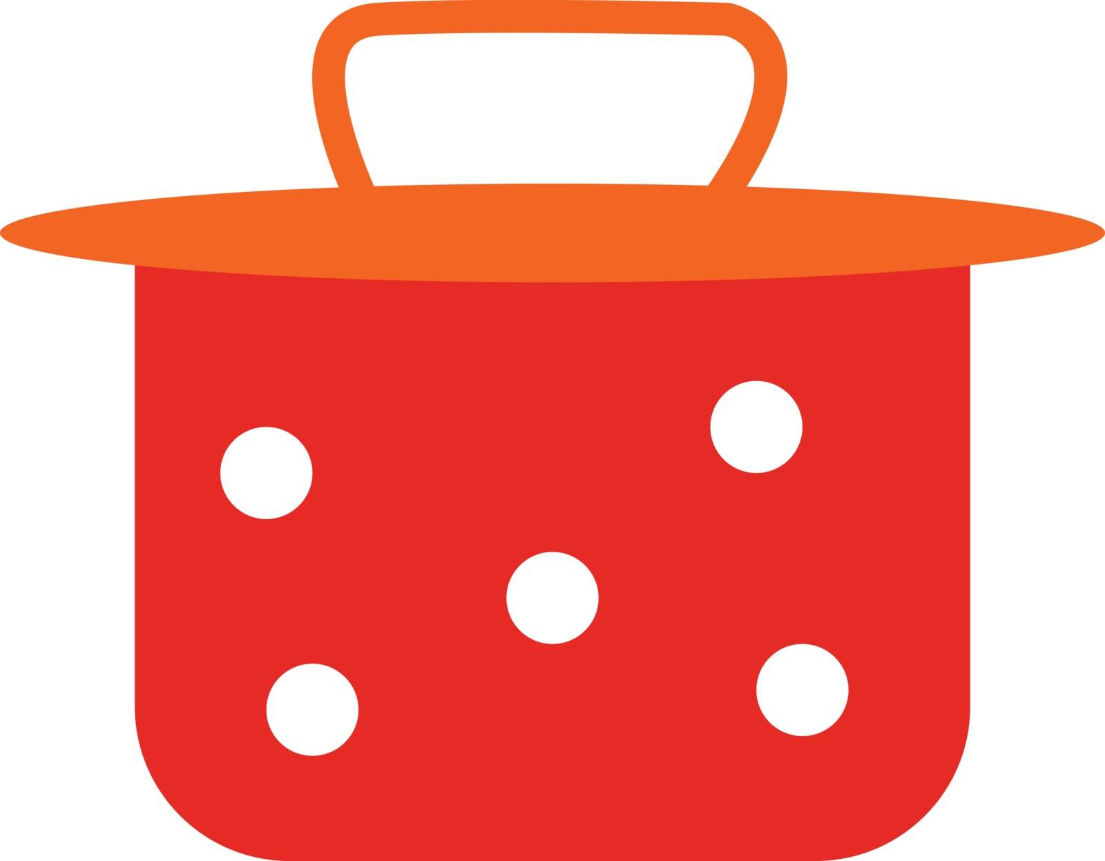 A red vessel closed on top with an orange lid vector color drawing or illustration