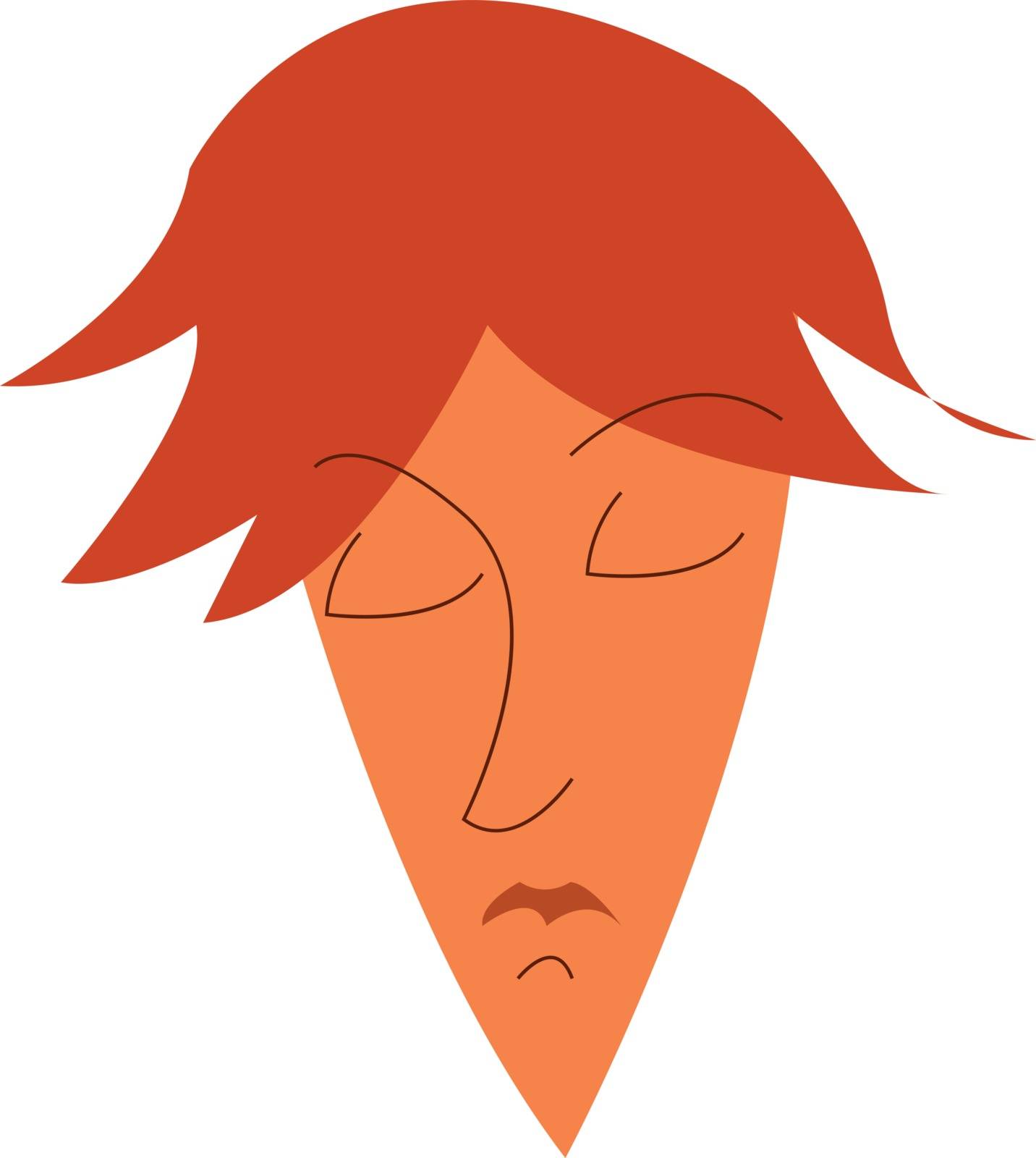 It is an image of a man with brown hair pointed chin whose eyes are closed vector color drawing or illustration