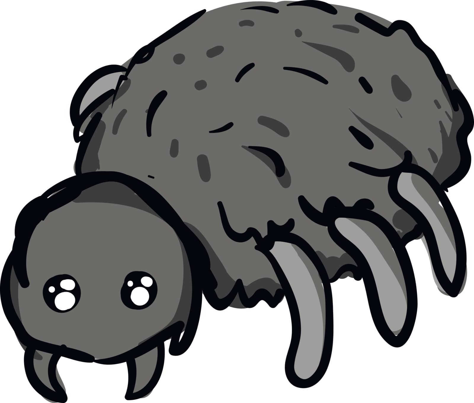 Simple cartoon of a grey spider vector illustration on white bac by Morphart