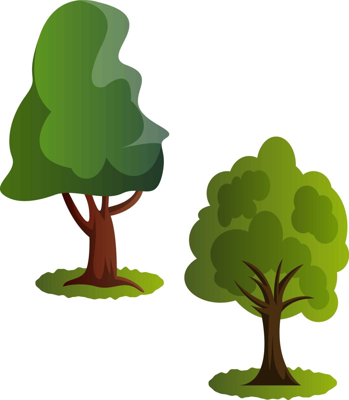 Couple of green trees vector illustration on white background by Morphart