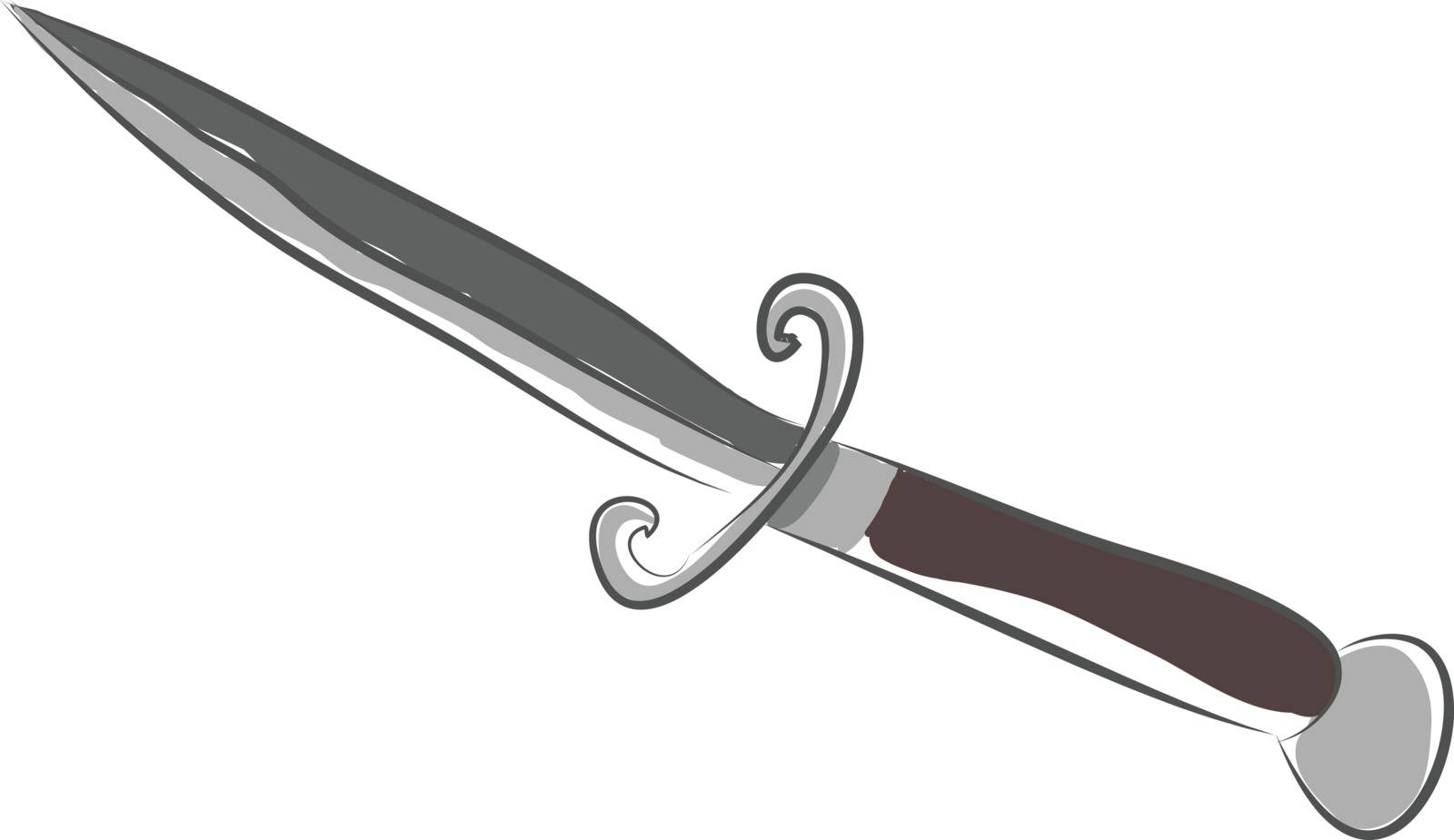 Vintage Noah knife of an ancient model with a black-colored handle vector color drawing or illustration 
