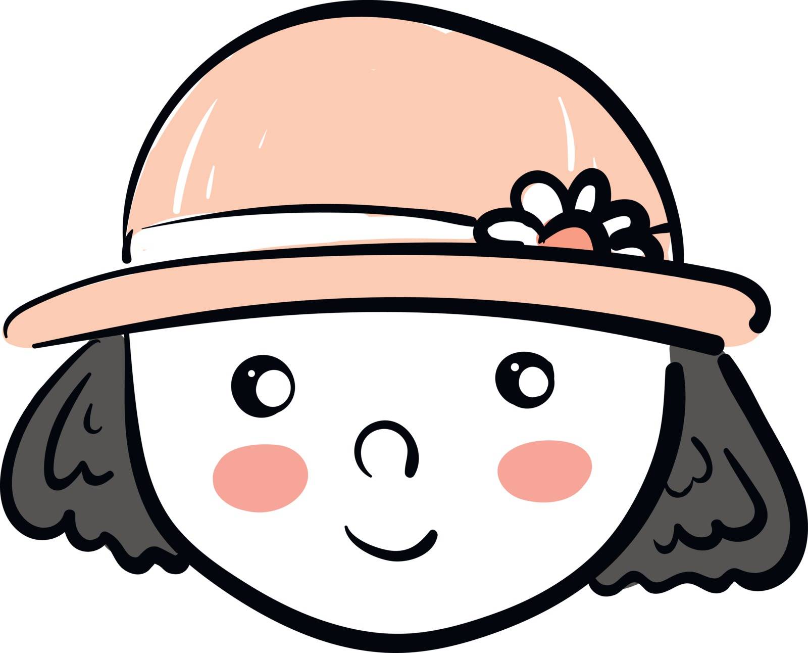 A girl wearing a pink hat looks cute vector or color illustratio by Morphart