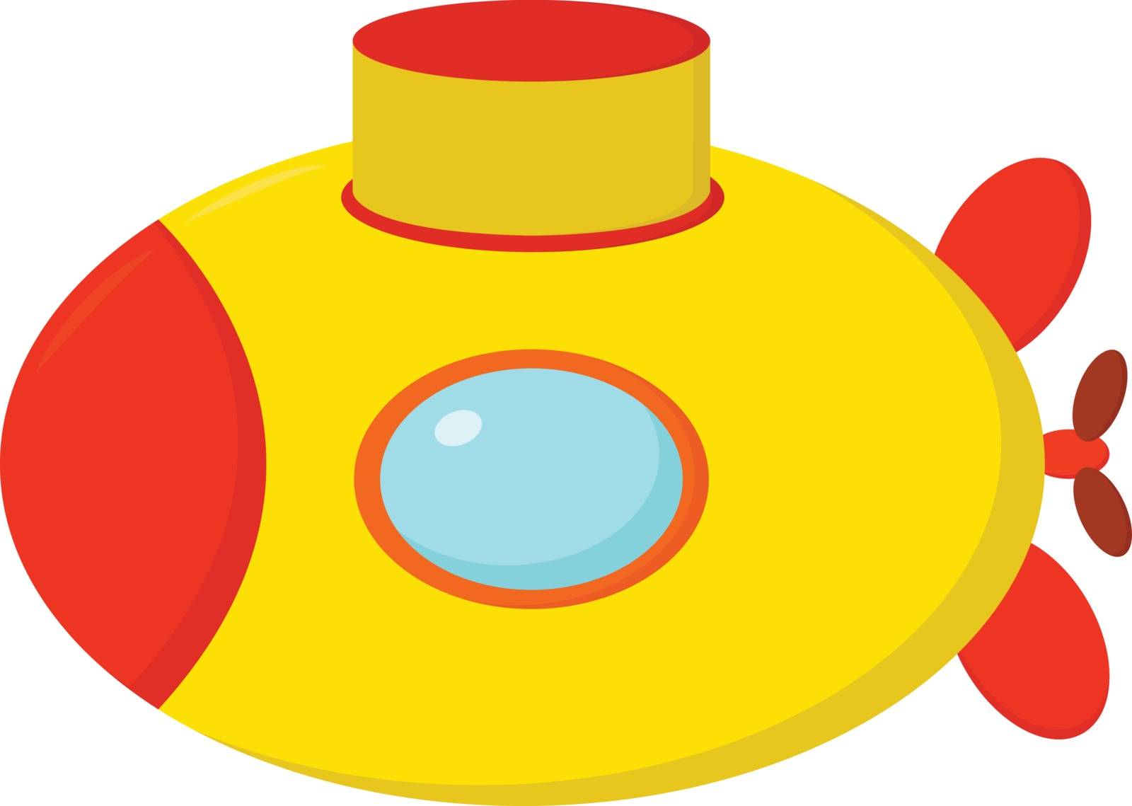A cute little orange and yellow cartoon submarine vector or colo by Morphart
