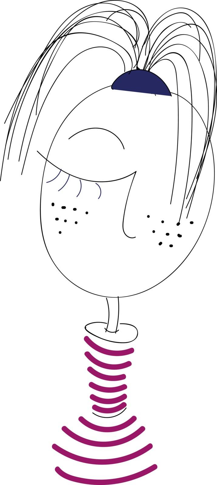 Line art of a girl in a stylish hairstyle dressed in a white color top with rose stripes has acne in some parts of her face vector color drawing or illustration 