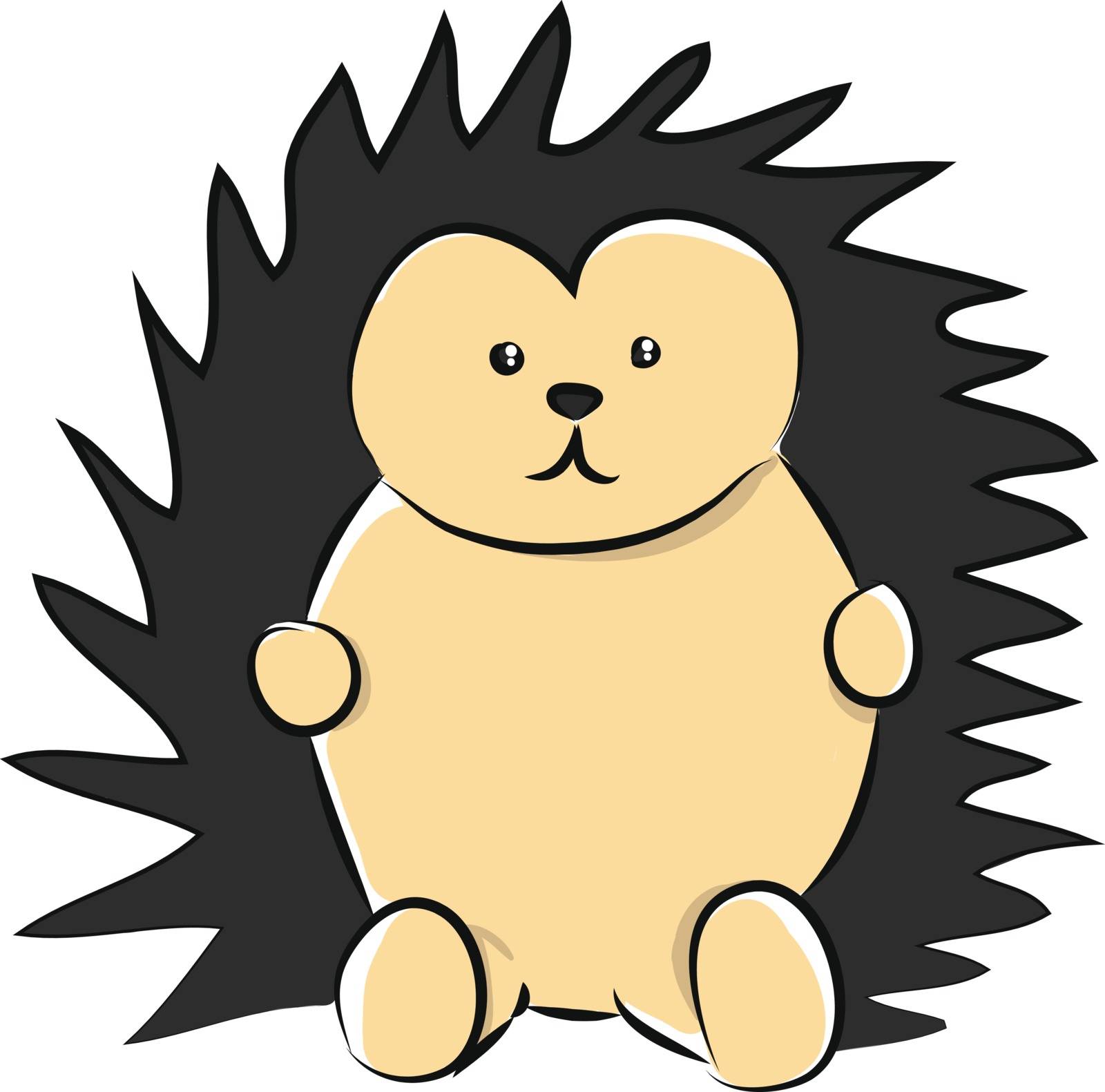 A sad brown-colored cartoon hedgehog vector or color illustratio by Morphart