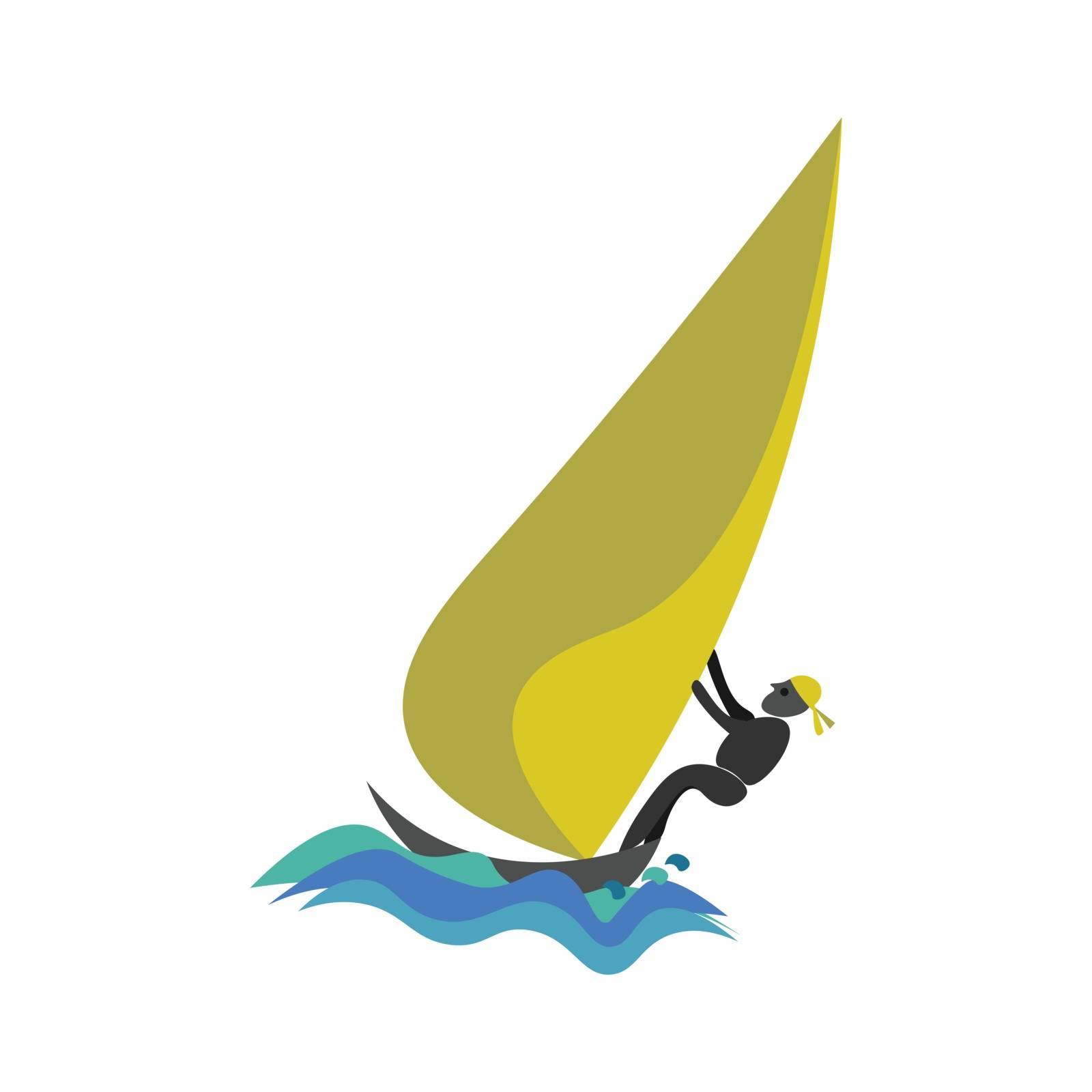 Sailing illustration vector on white background 