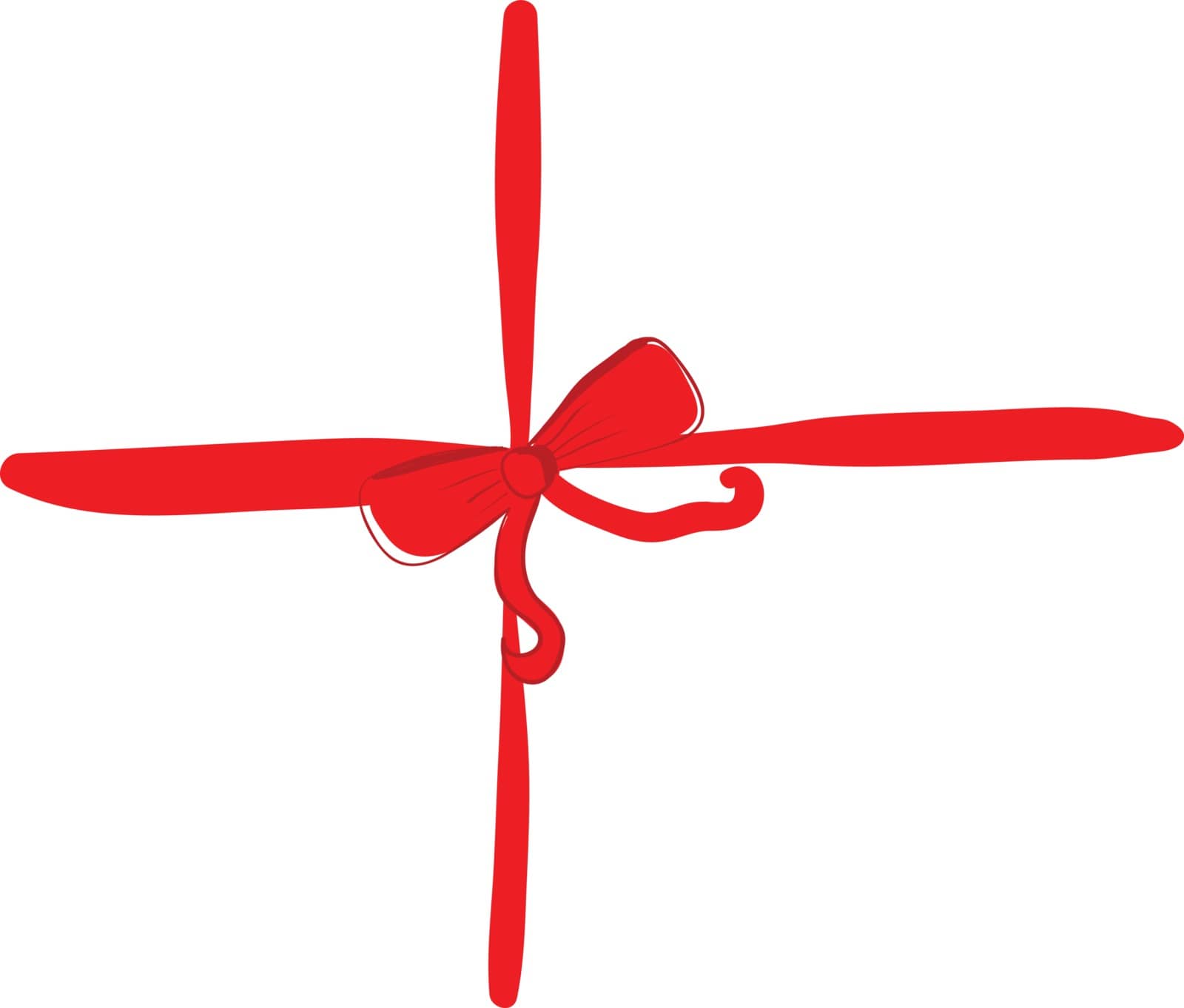 A red color bow used for decorating gifts and presents vector color drawing or illustration