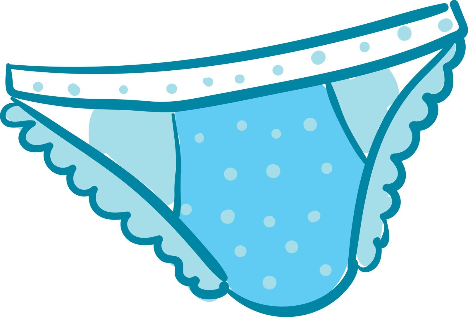 A blue comfortable women underpants with dotted designs in it vector color drawing or illustration