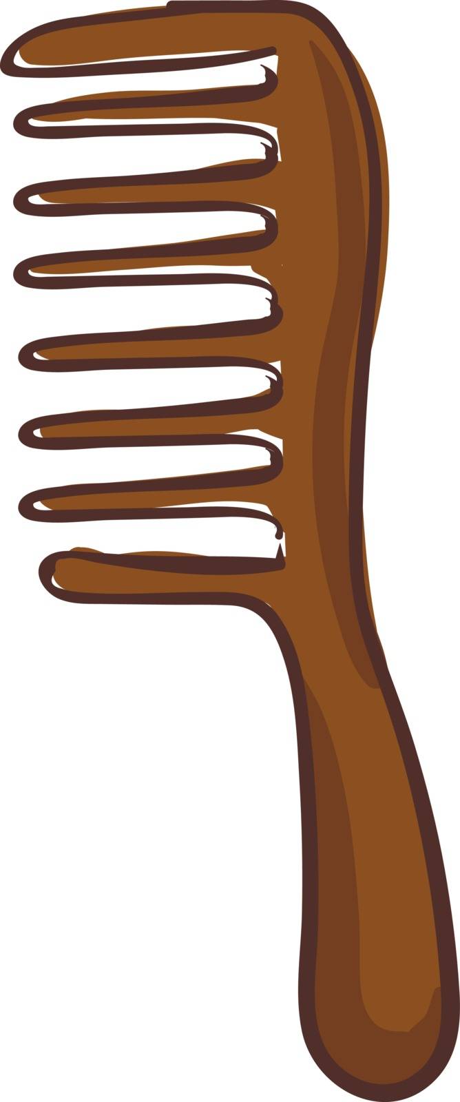A brown comb with eight wide teeth vector color drawing or illustration