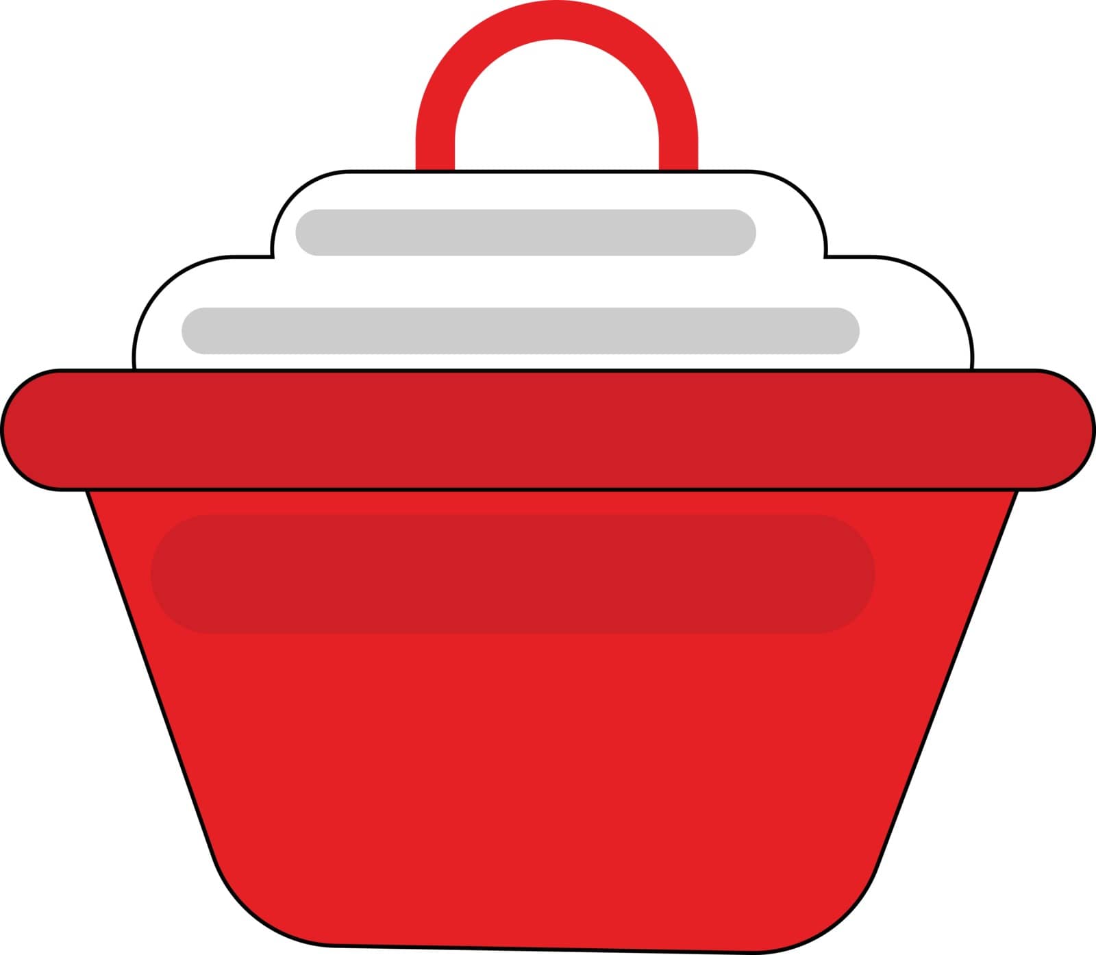 Clipart of a red-colored non-stick saucepan provided with a white lid furnished with a loop rests on the surface  vector  color drawing or illustration
