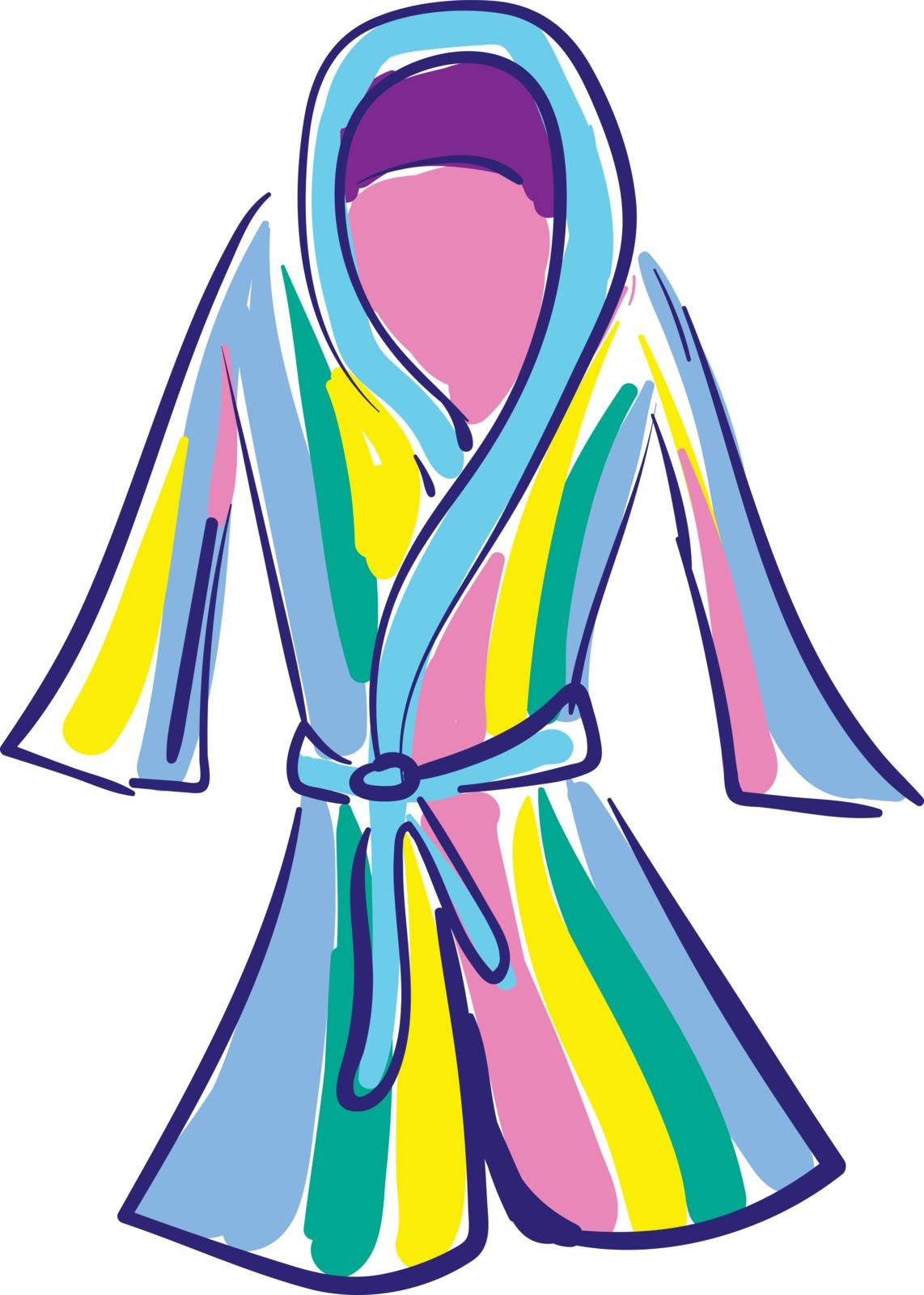 Clipart of a showcase multi-colored bathrobe over white backgrou by Morphart