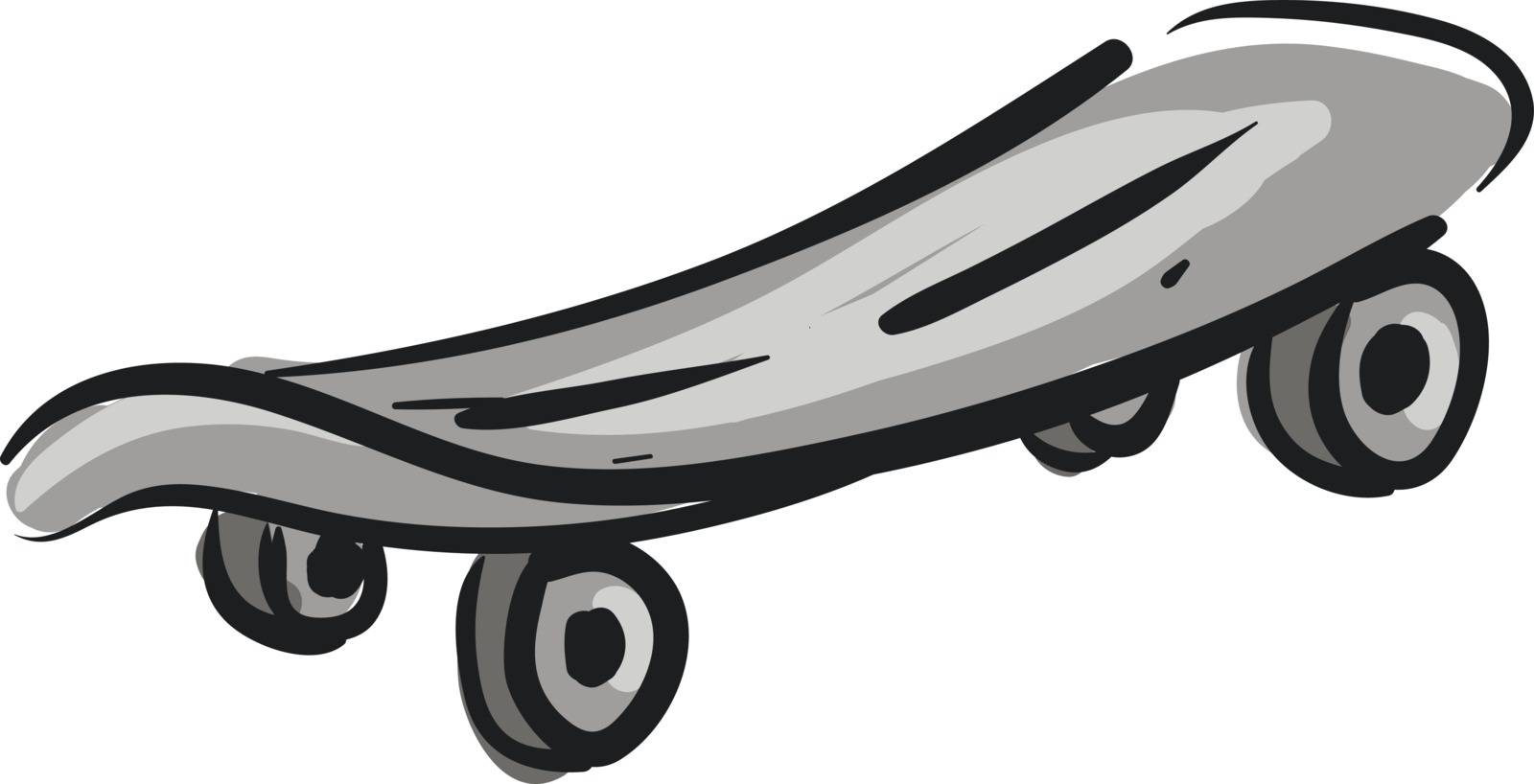 Grey skateboard with grey wheels illustration vector on white ba by Morphart