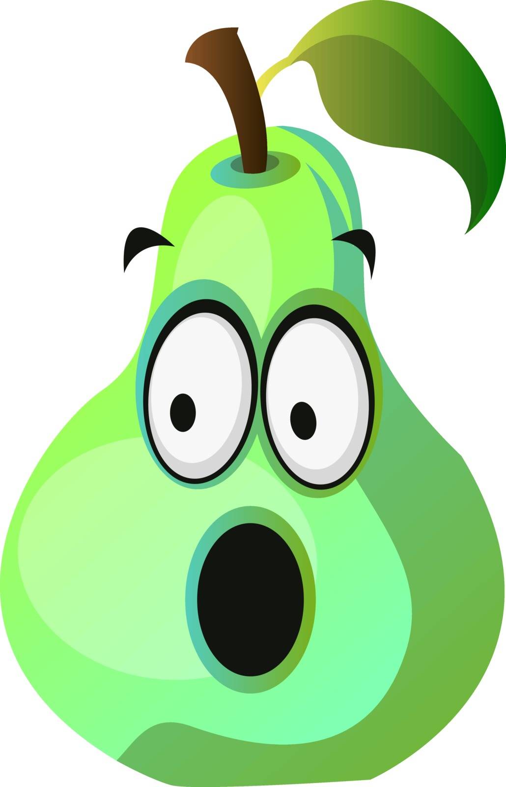 Amazed pear cartoon face illustration vector on white background