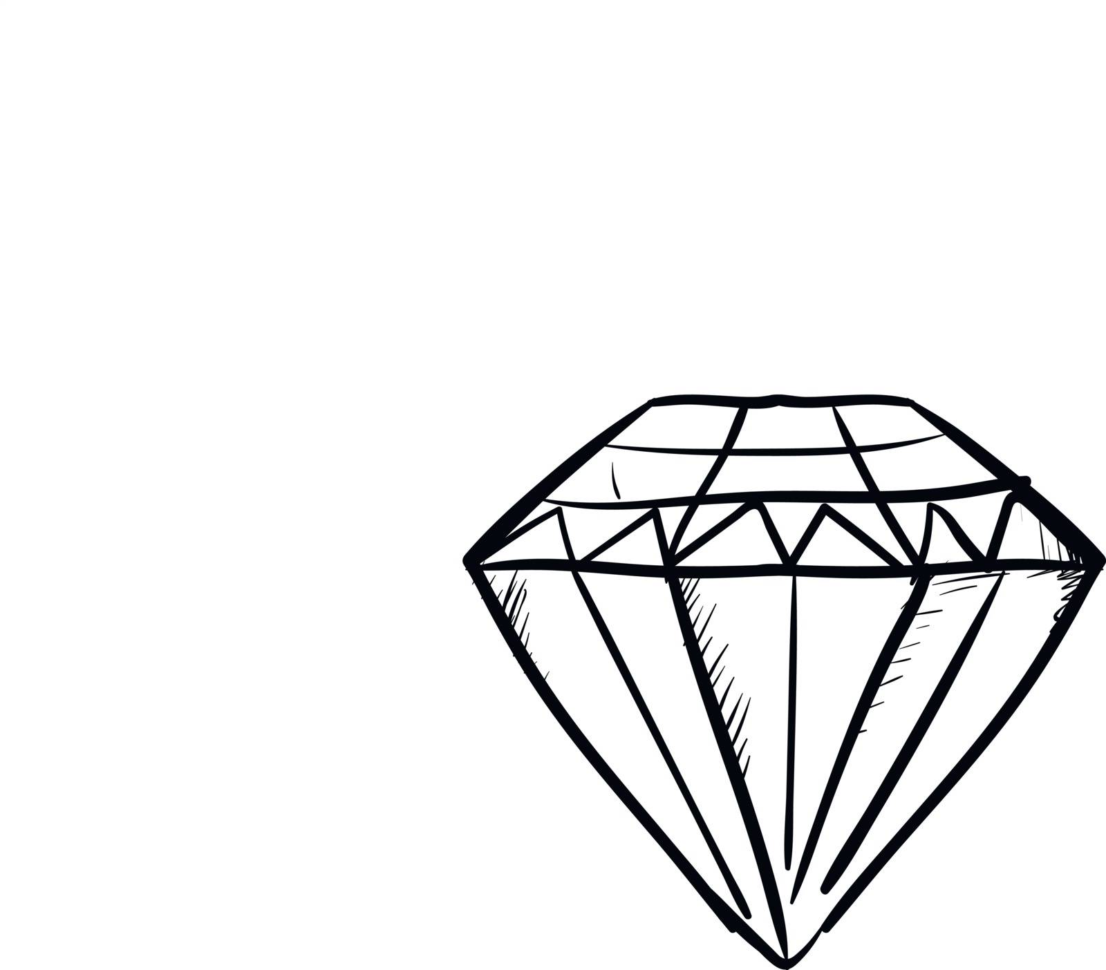 A sketch of a diamond in black pencil , vector, color drawing or illustration.