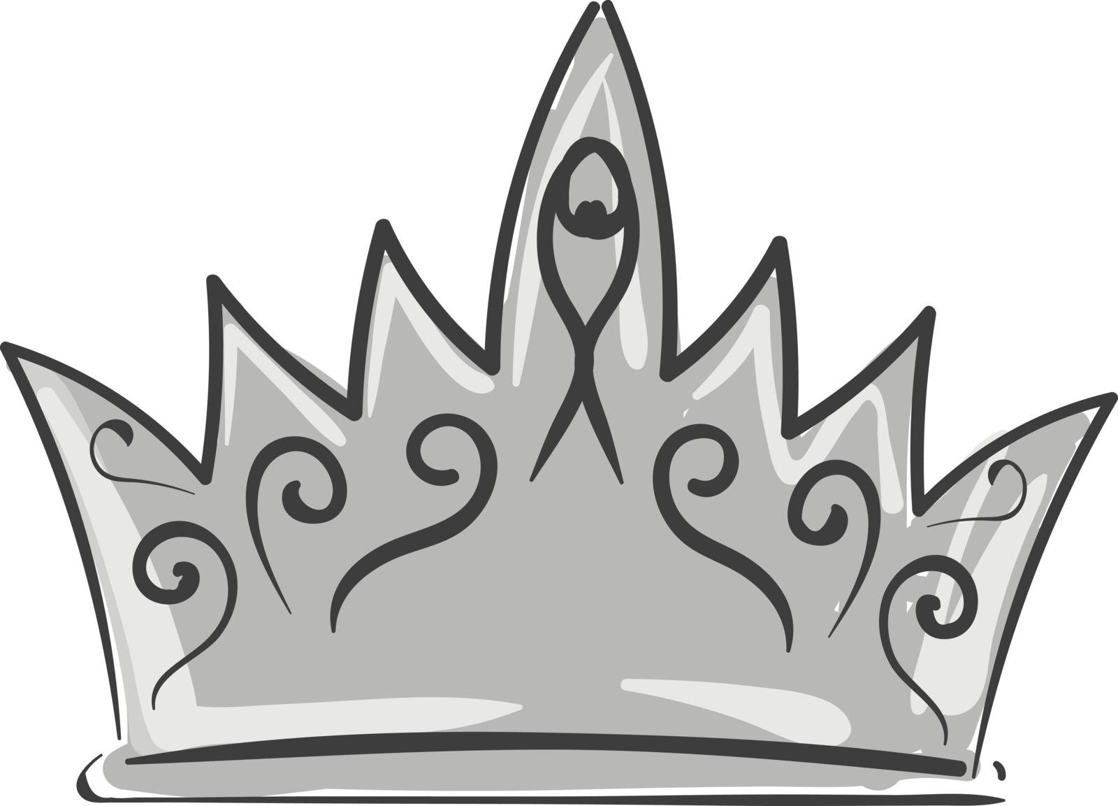 A crown with precious metals and jewels is the circular ornamental headdress typically worn by the queen or king in reign, or, people with higher authority, vector, color drawing or illustration.