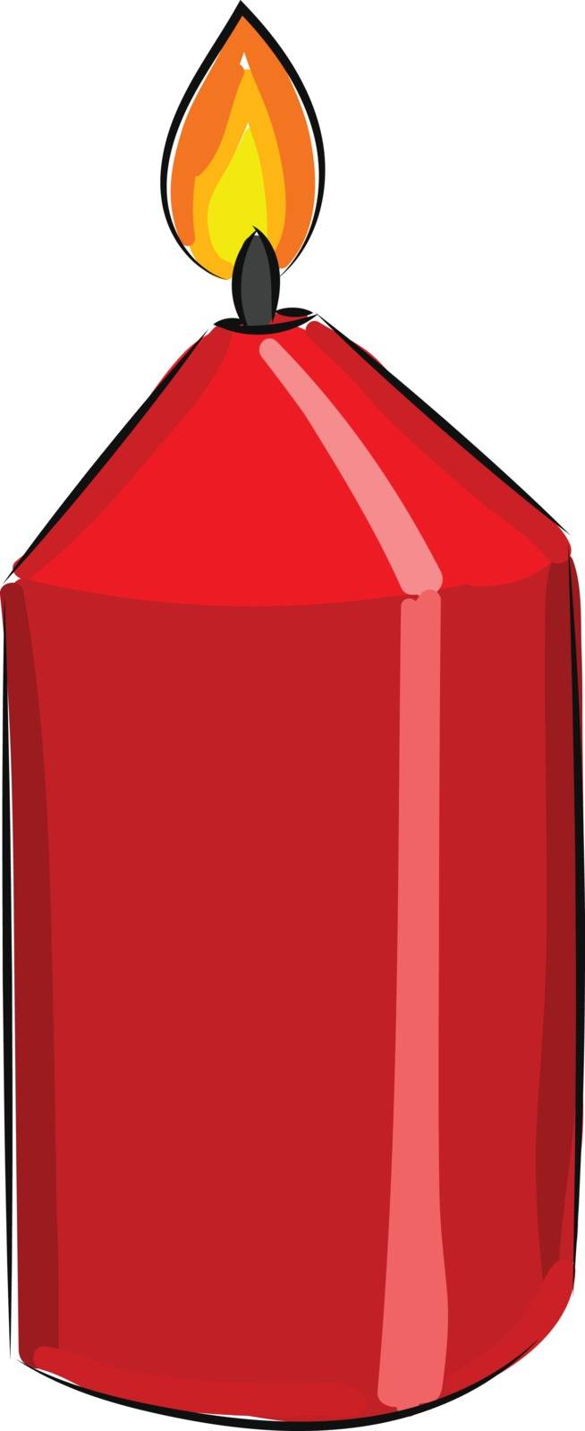 Red color candle, vector or color illustration. by Morphart