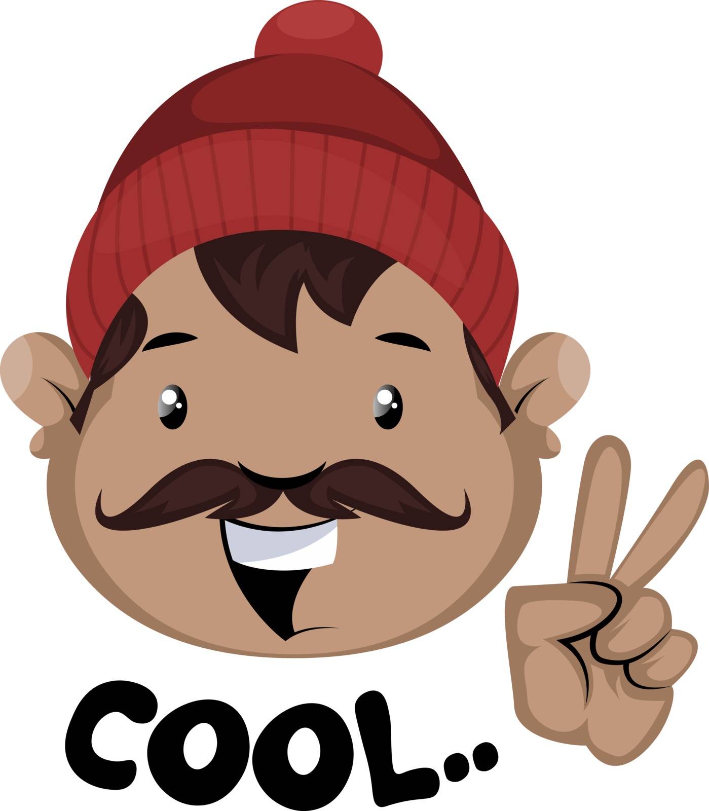 Man is showing cool with hand gesture, illustration, vector on white background.