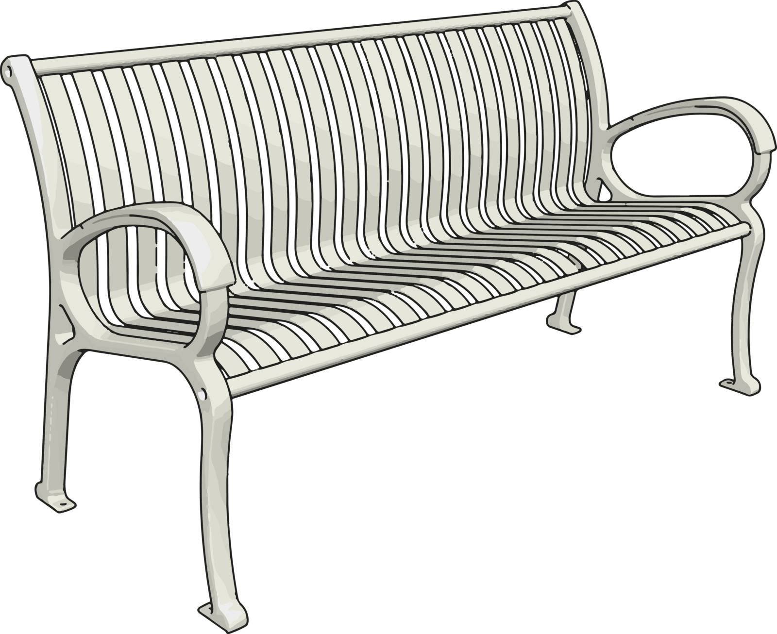 White bench, illustration, vector on white background.