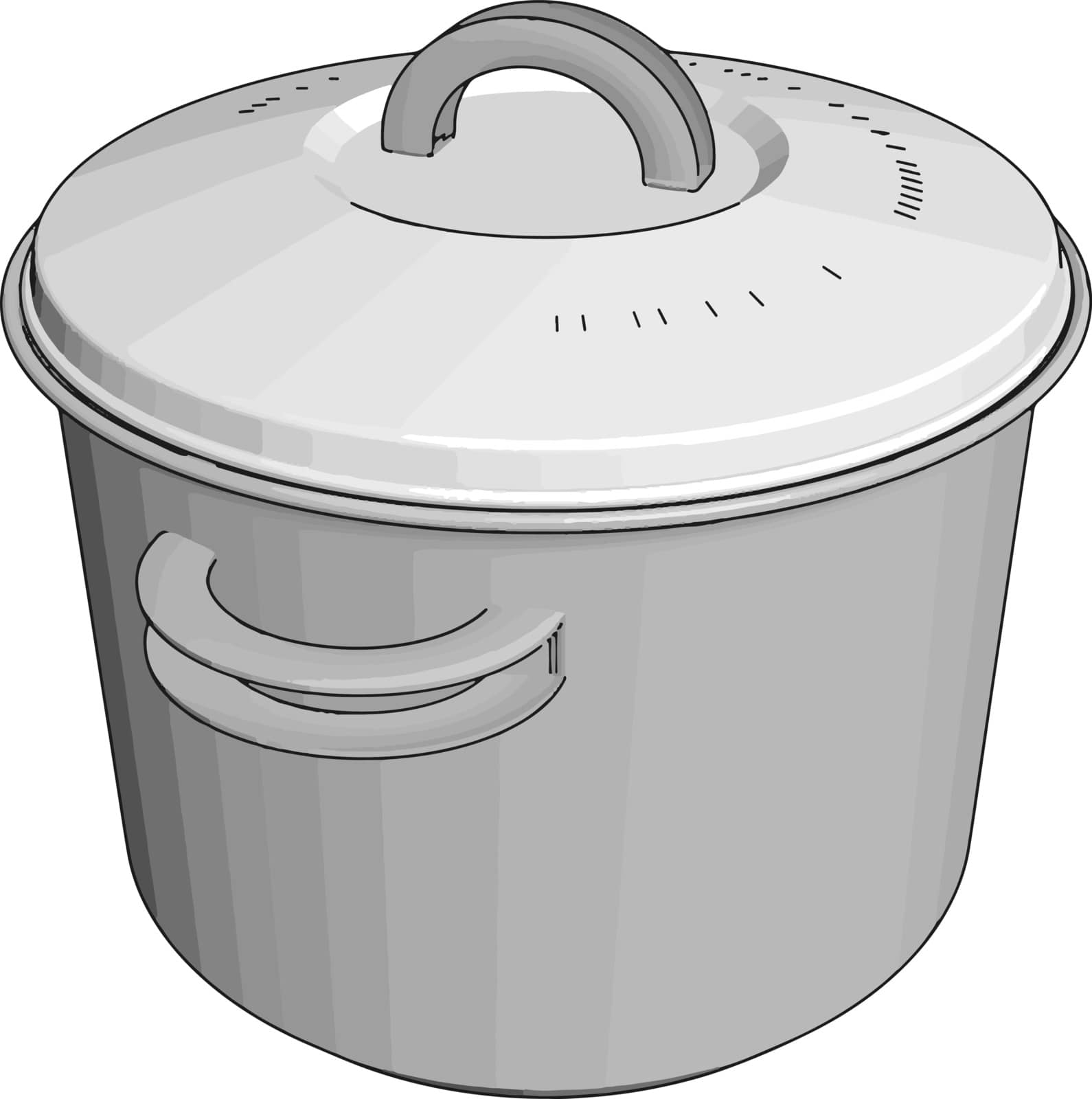 White cookware, illustration, vector on white background.