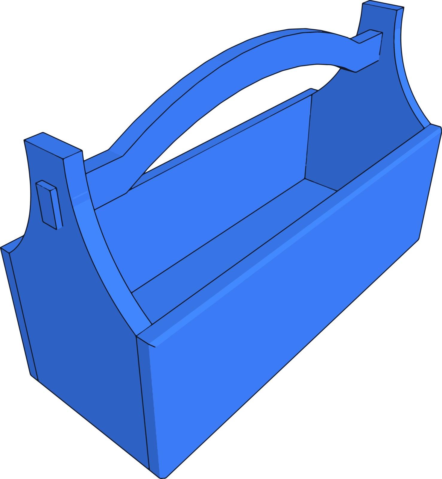 Blue tool box, illustration, vector on white background.