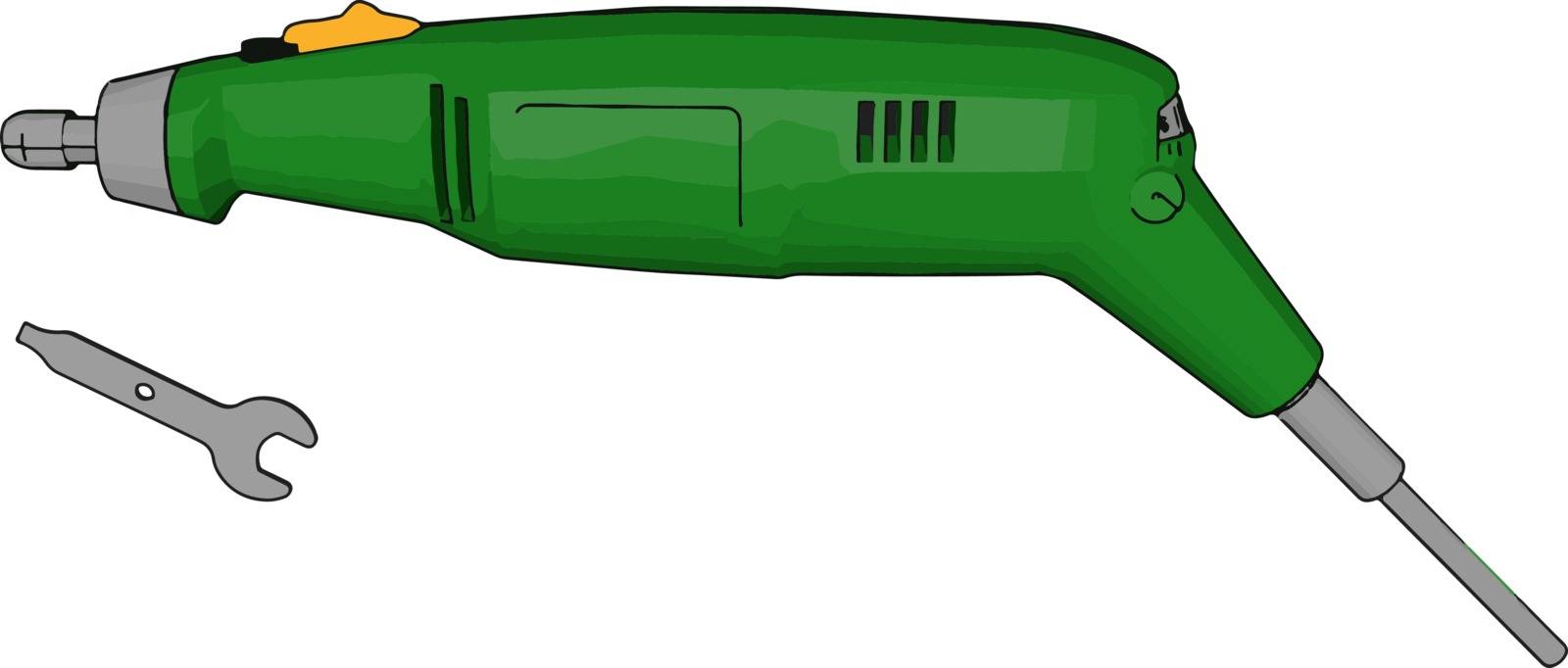 Green tool, illustration, vector on white background. by Morphart