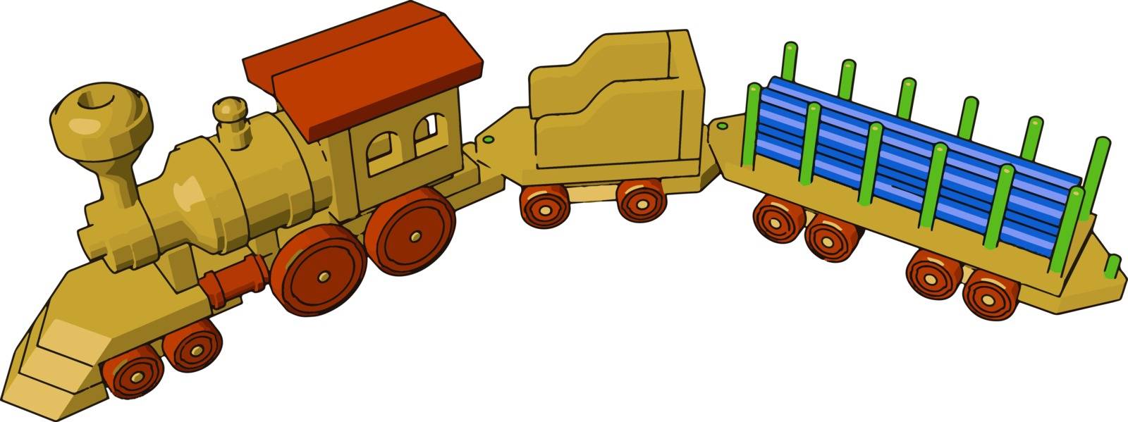 Little train toy, illustration, vector on white background.