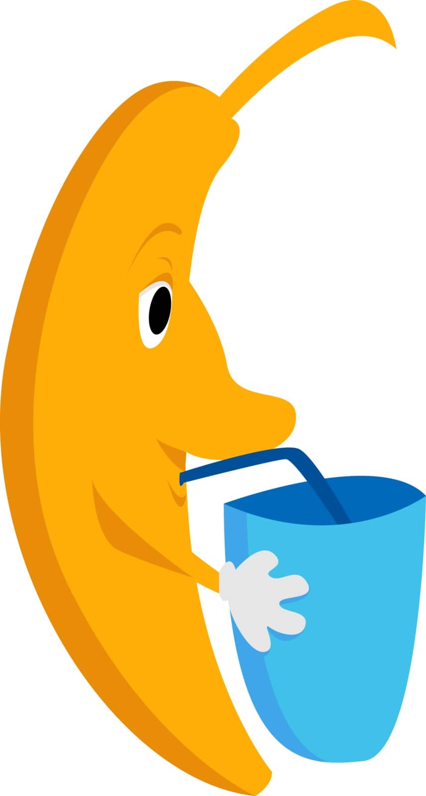 Banana with water, illustration, vector on white background.