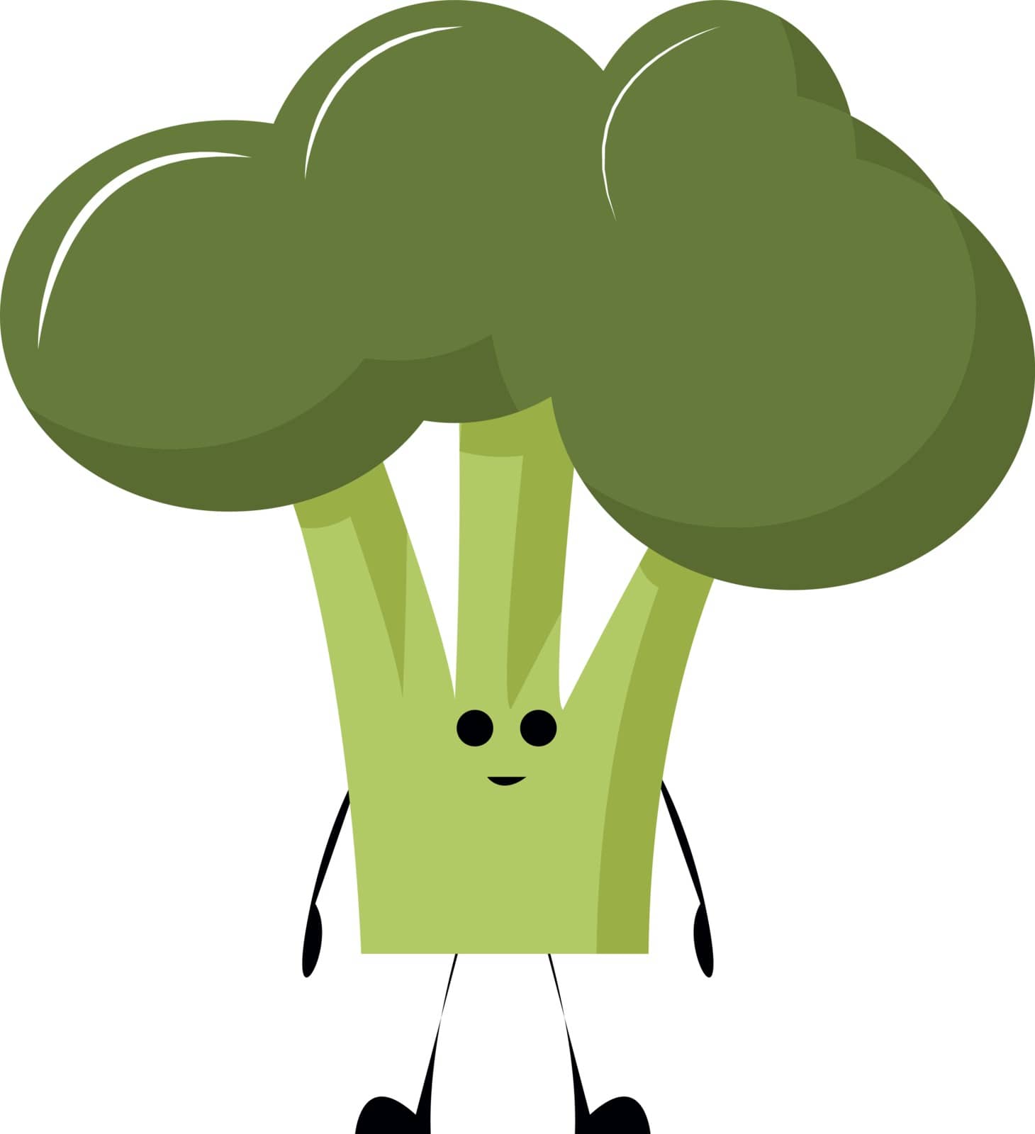 Happy broccoli, illustration, vector on white background. by Morphart