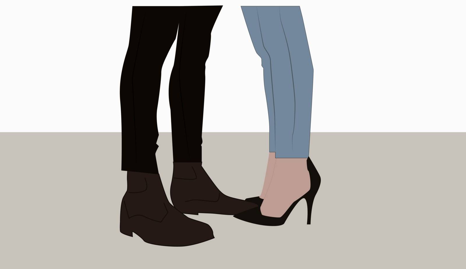 Couples feet, illustration, vector on white background.
