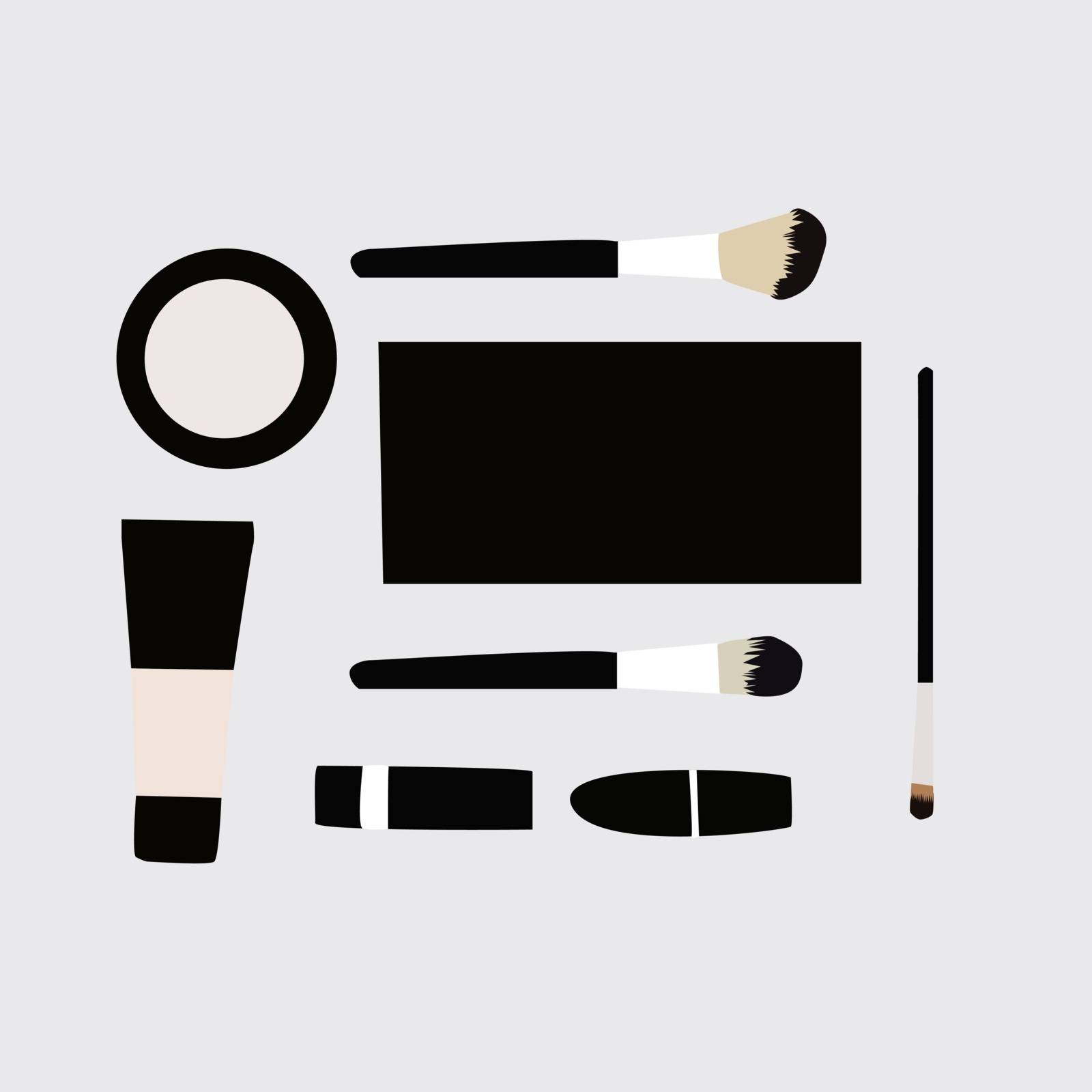 Makeup accesories, illustration, vector on white background.
