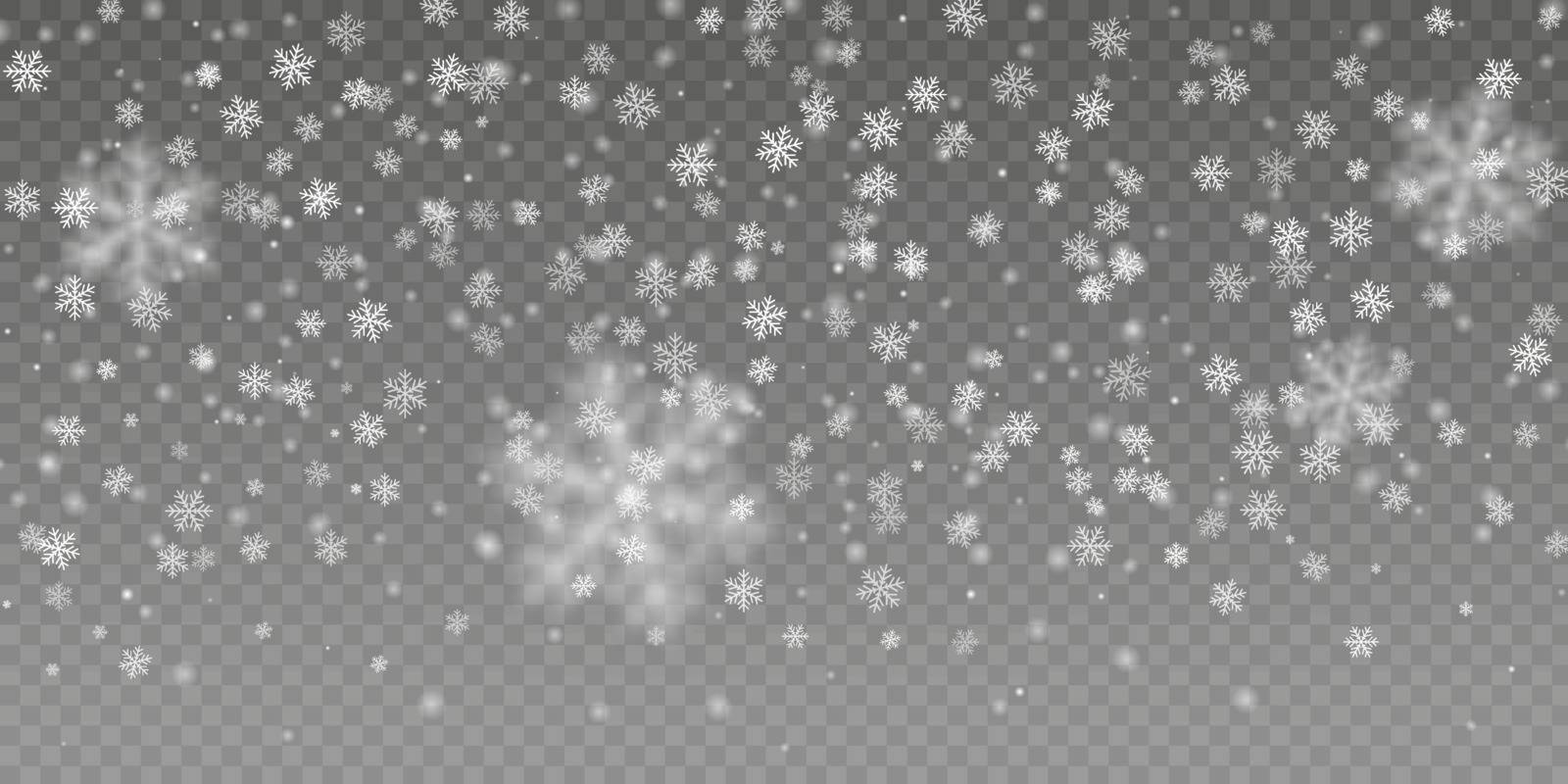 Falling snowflake. Christmas snow realistic decoration effect. Christmas winter white snow flake pattern isolated on dark background. Magic snowfall texture.