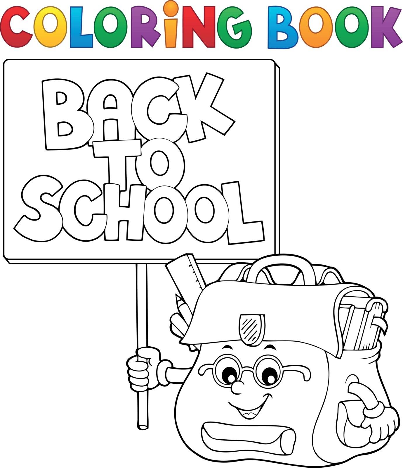 Coloring book schoolbag with sign by clairev
