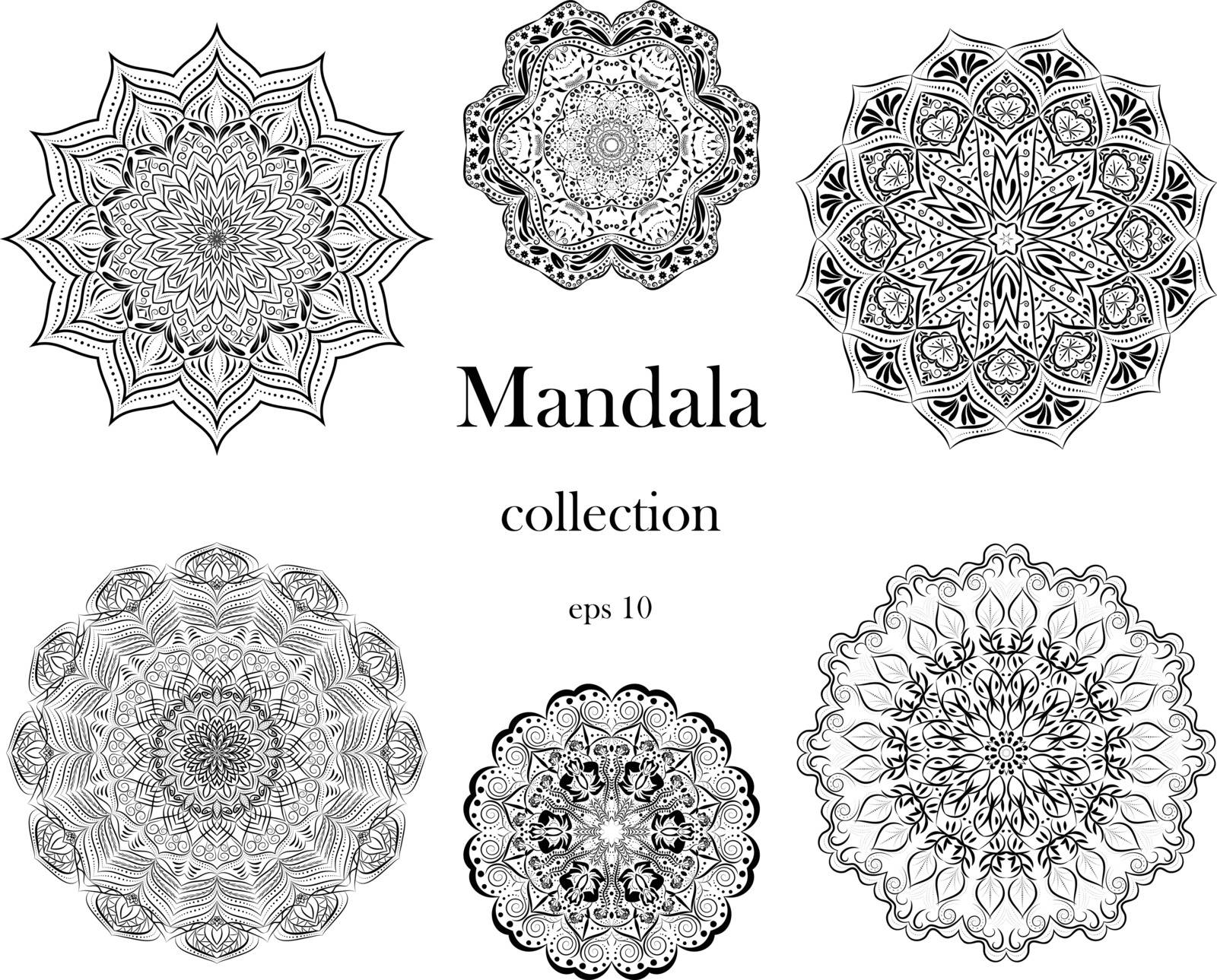 Mandala design set on white isolated background. by GraffiTimi